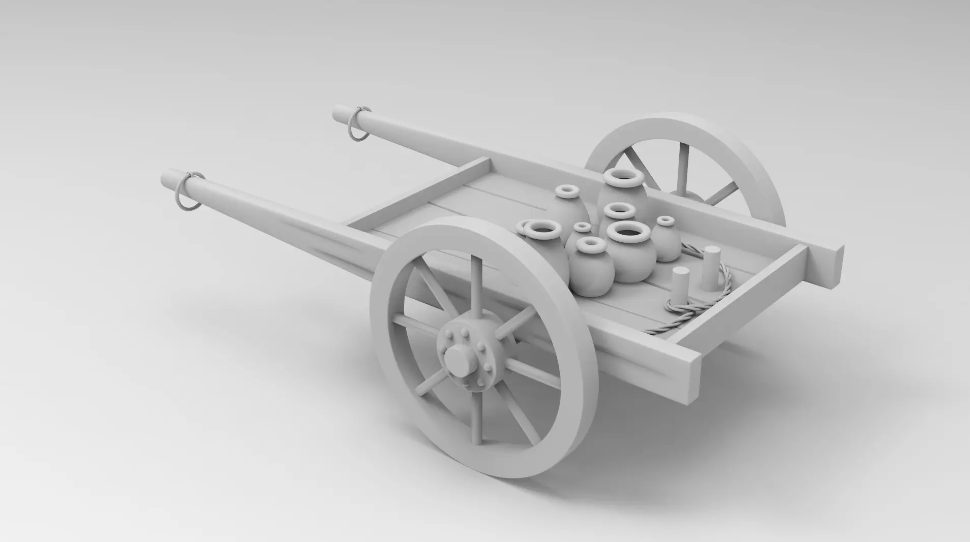 cart handcart wheelbarrow go-cart dolly agriculture farming wood 3D model