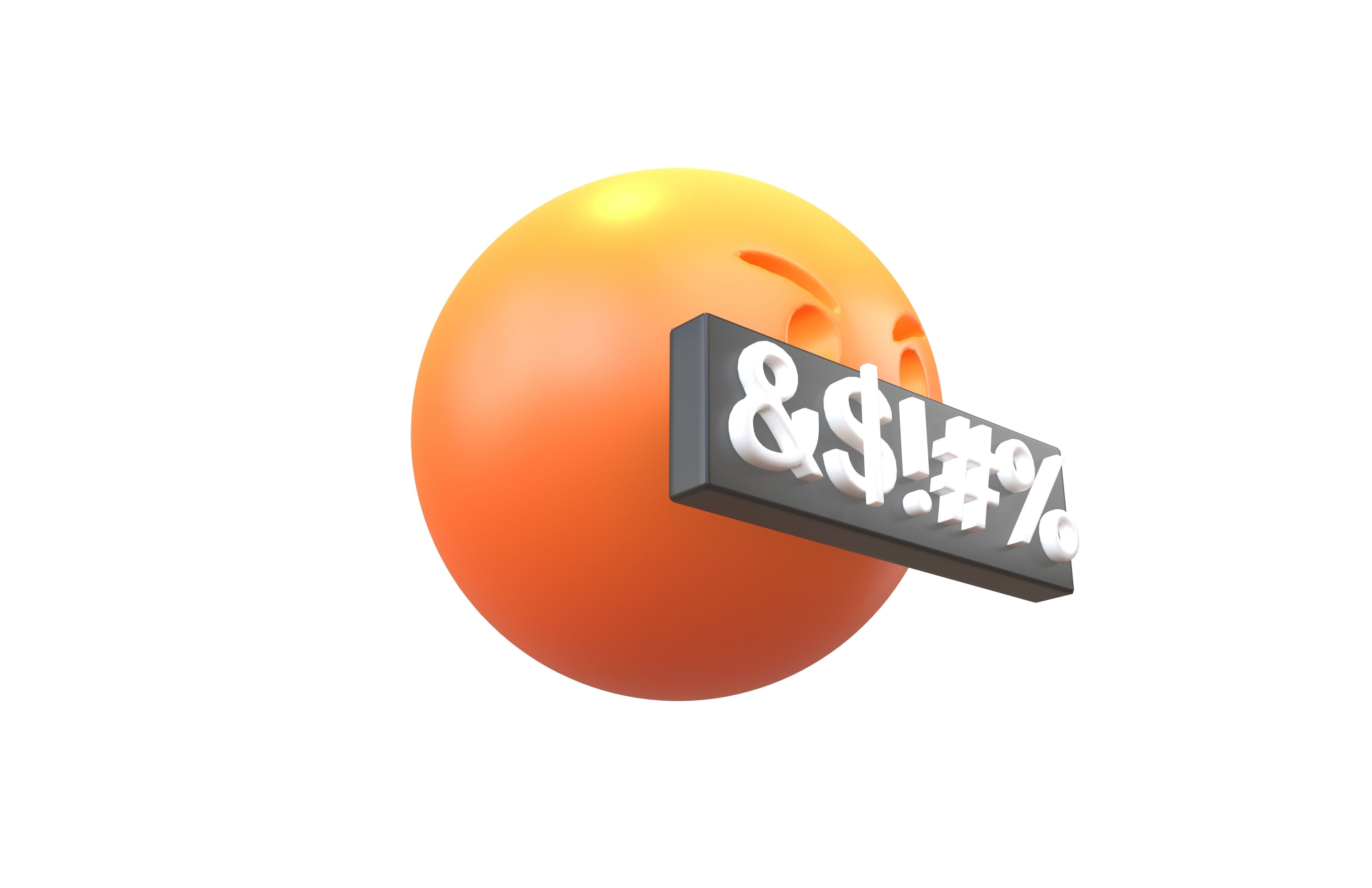 Angry Face with Symbols on Mouth v1 002 Low-poly 3D model_3