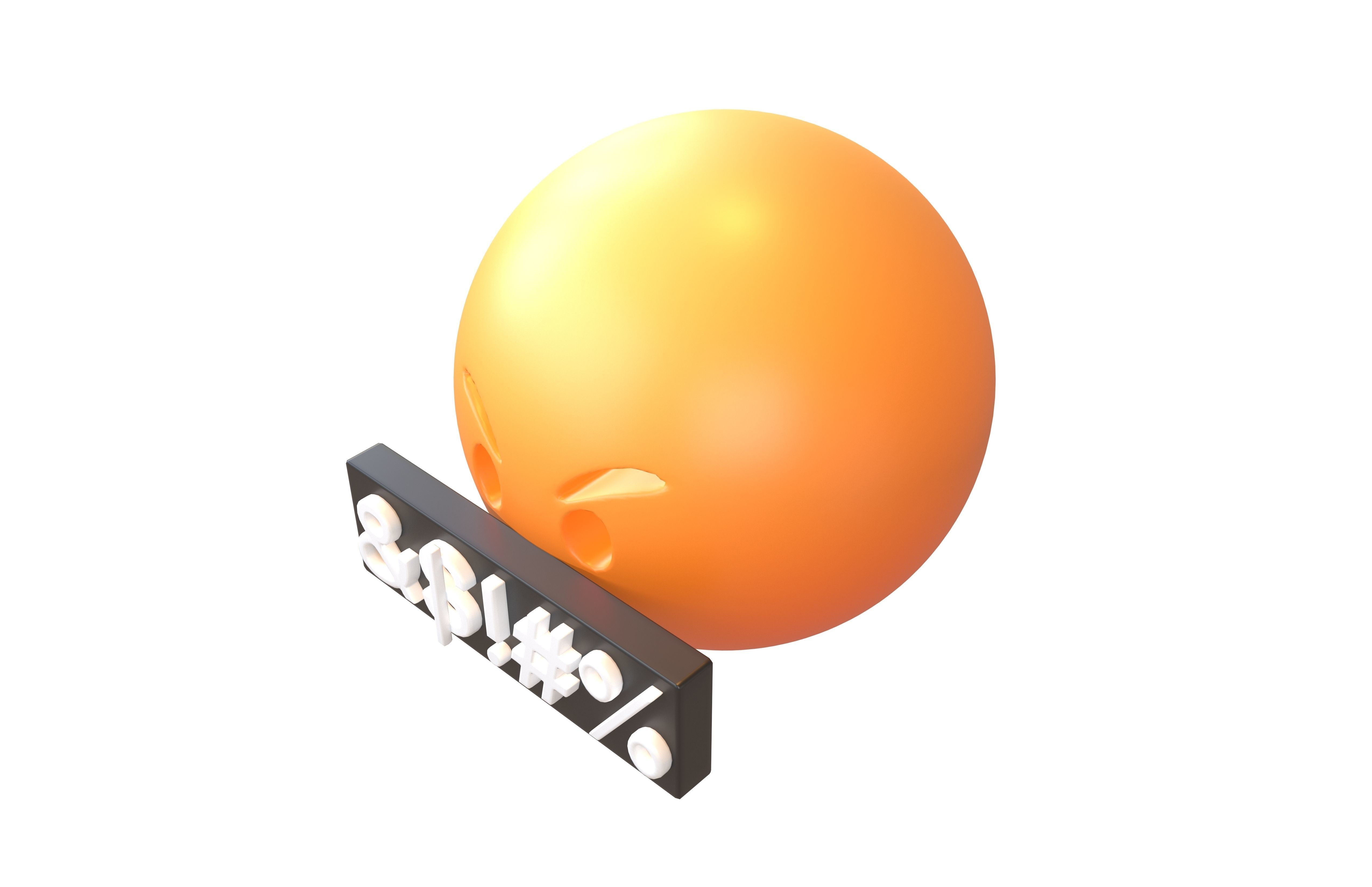 Angry Face with Symbols on Mouth v1 002 Low-poly 3D model_2