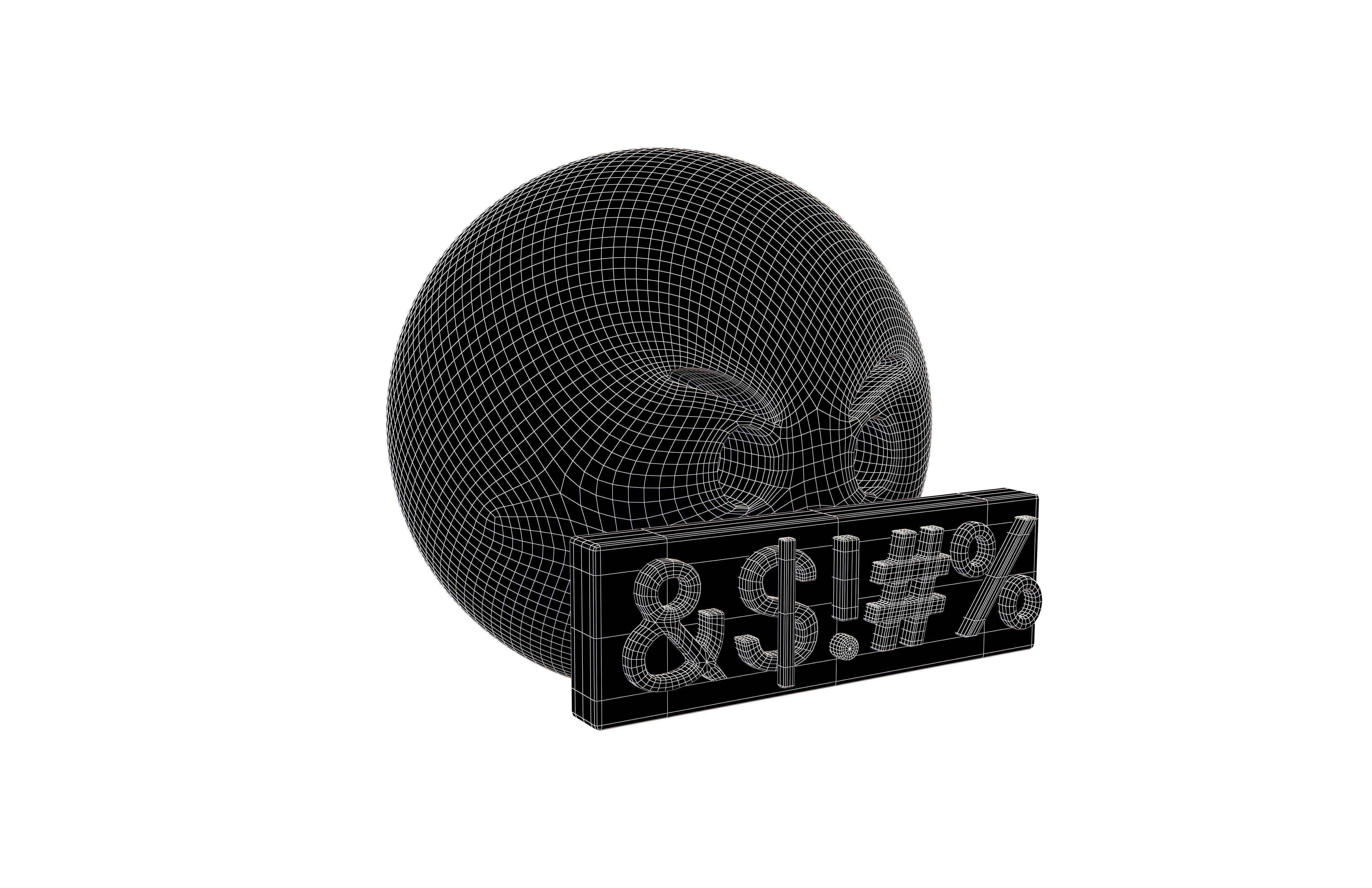 Angry Face with Symbols on Mouth v1 003 Low-poly 3D model_4