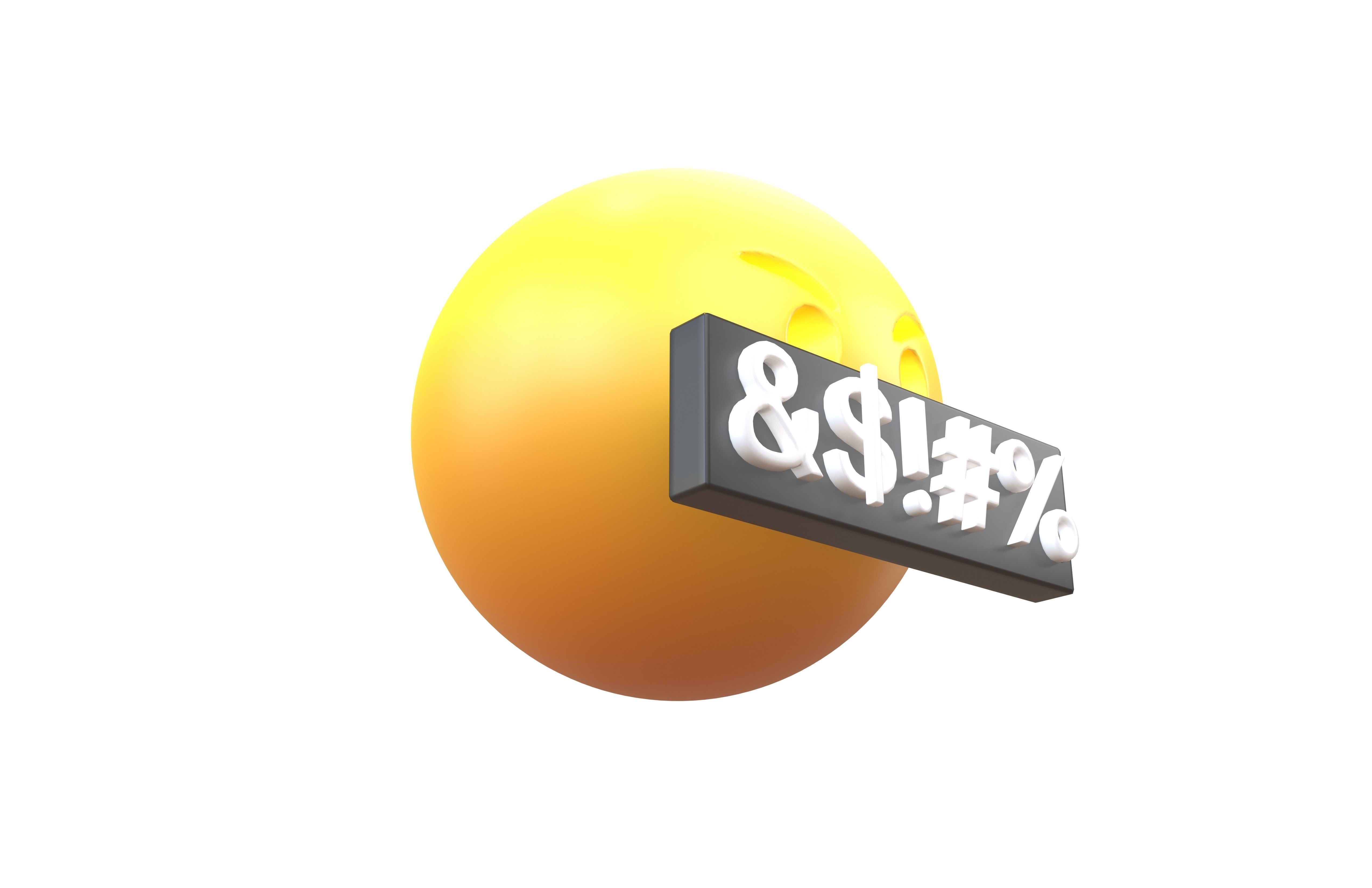 Angry Face with Symbols on Mouth v1 003 Low-poly 3D model_3