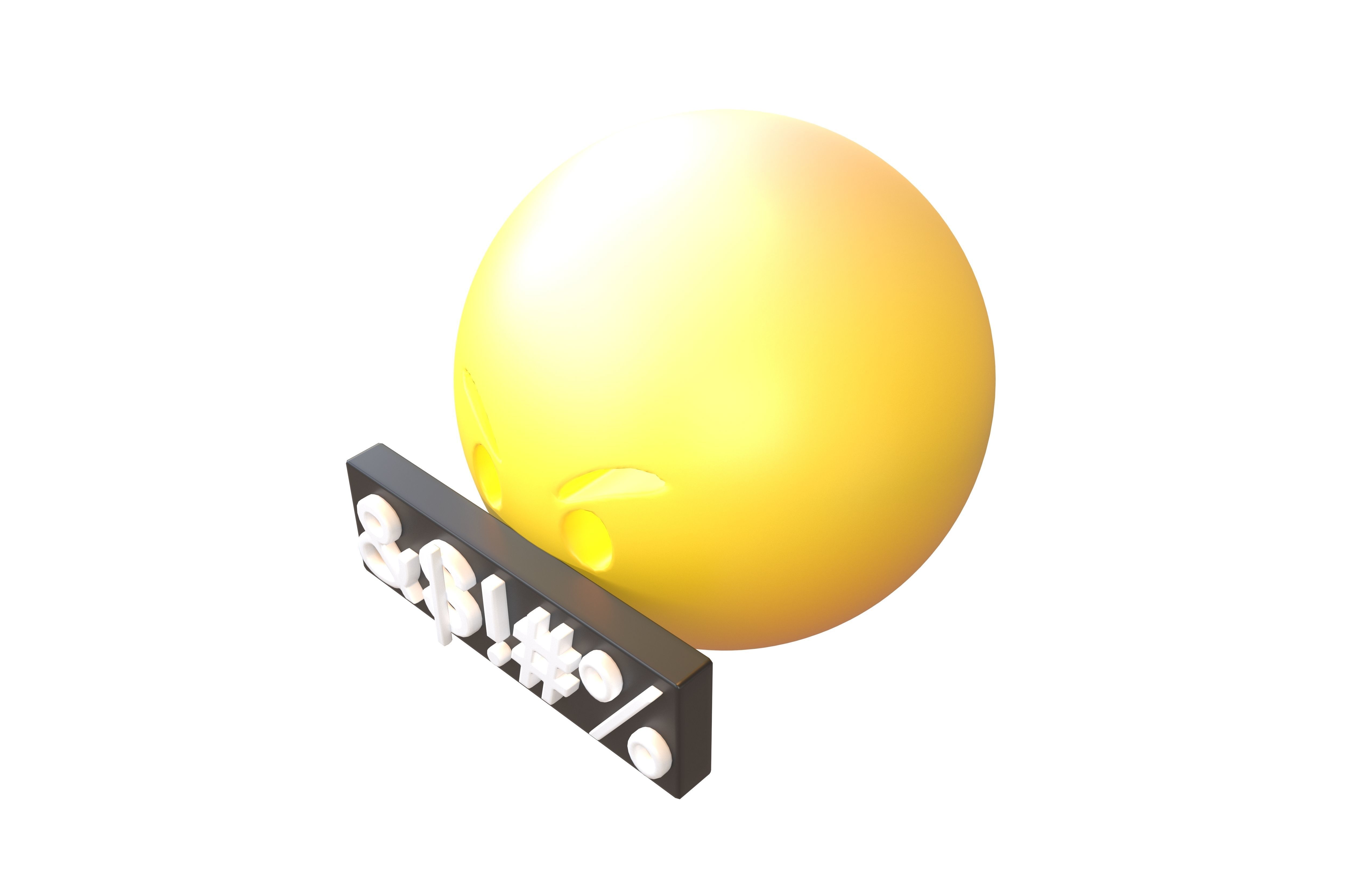 Angry Face with Symbols on Mouth v1 003 Low-poly 3D model_2