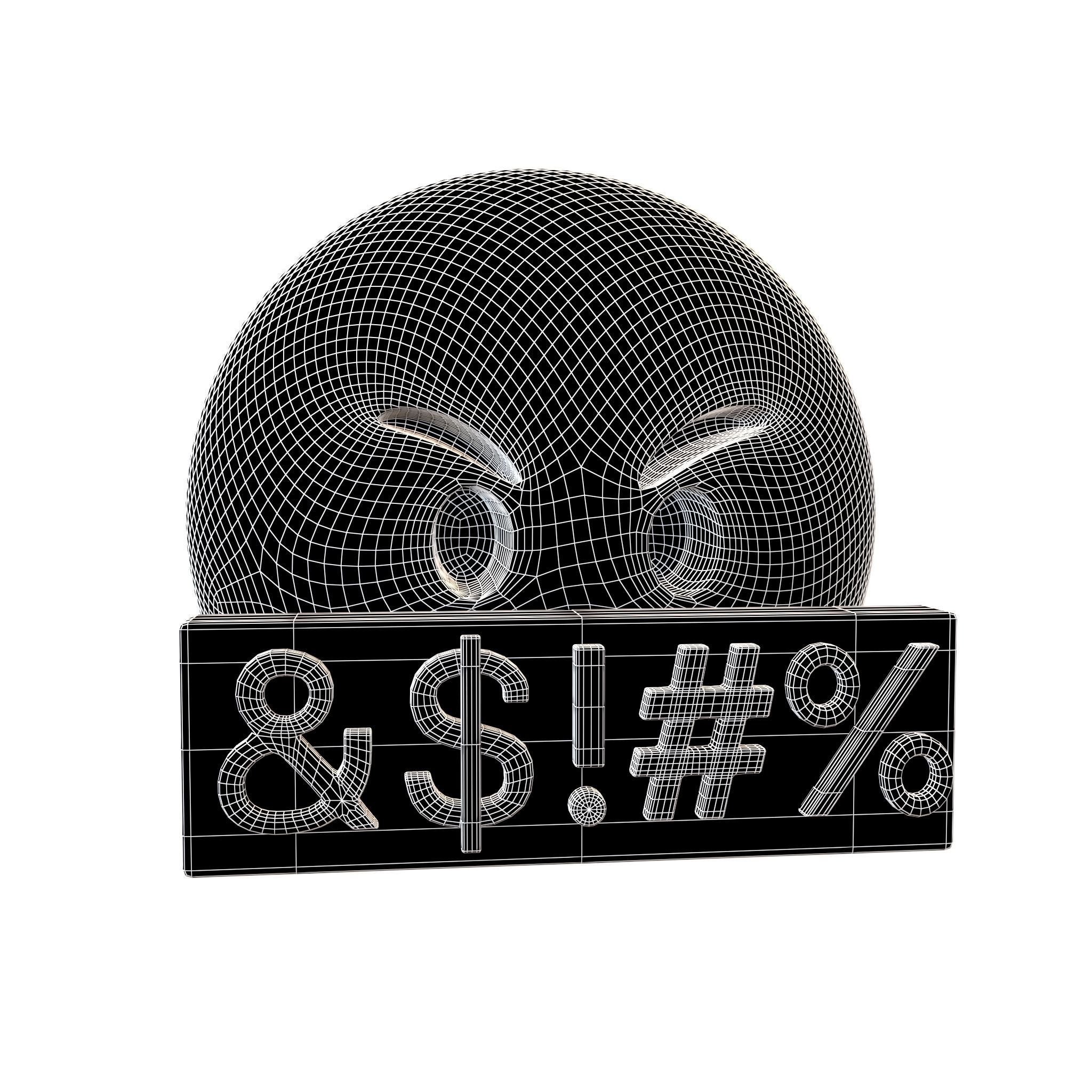 Angry Face with Symbols on Mouth v1 003 Low-poly 3D model_6
