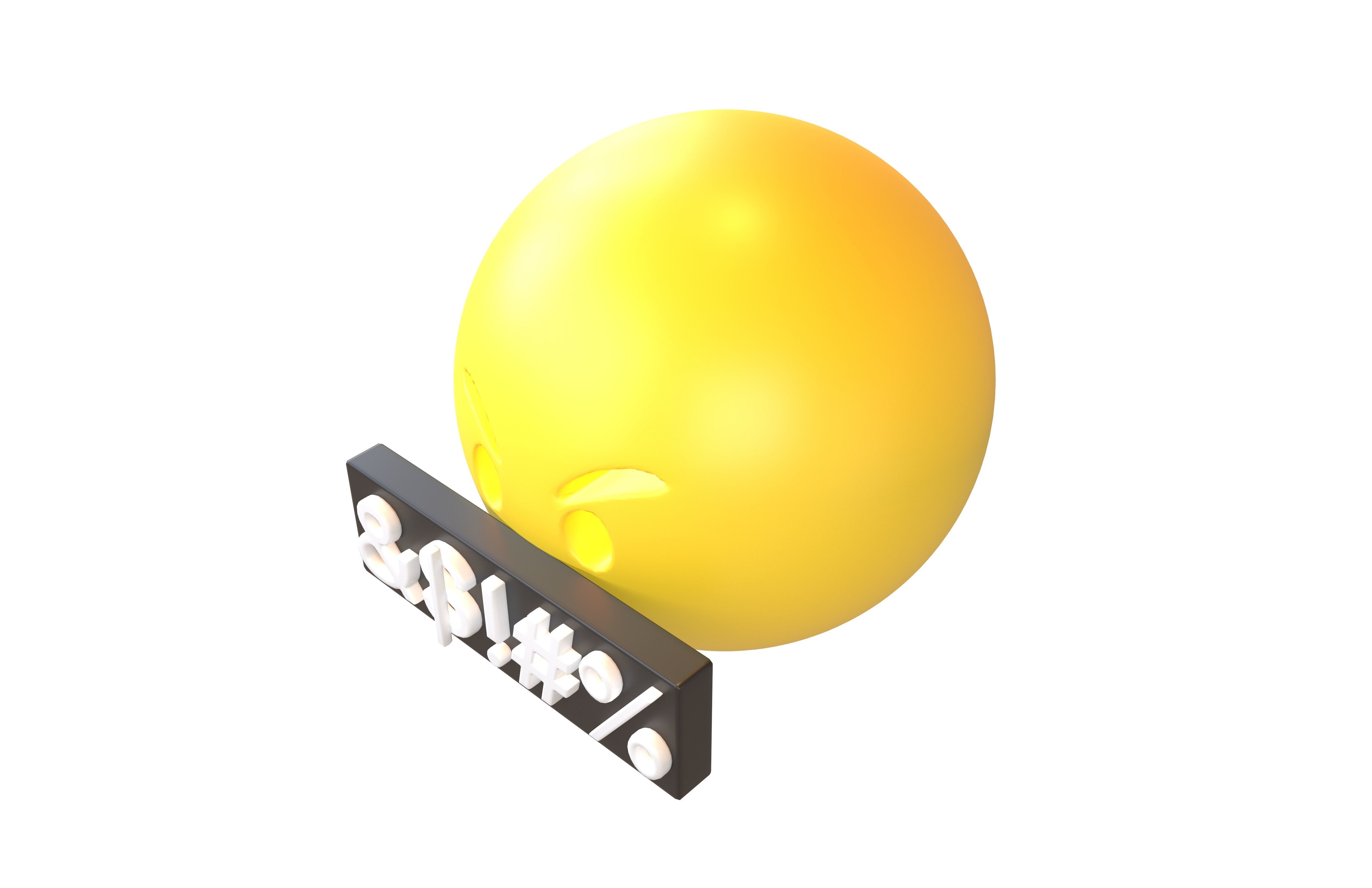 Angry Face with Symbols on Mouth v1 004 Low-poly 3D model_2