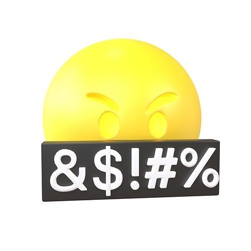 Angry Face with Symbols on Mouth v1 004 Low-poly 3D model