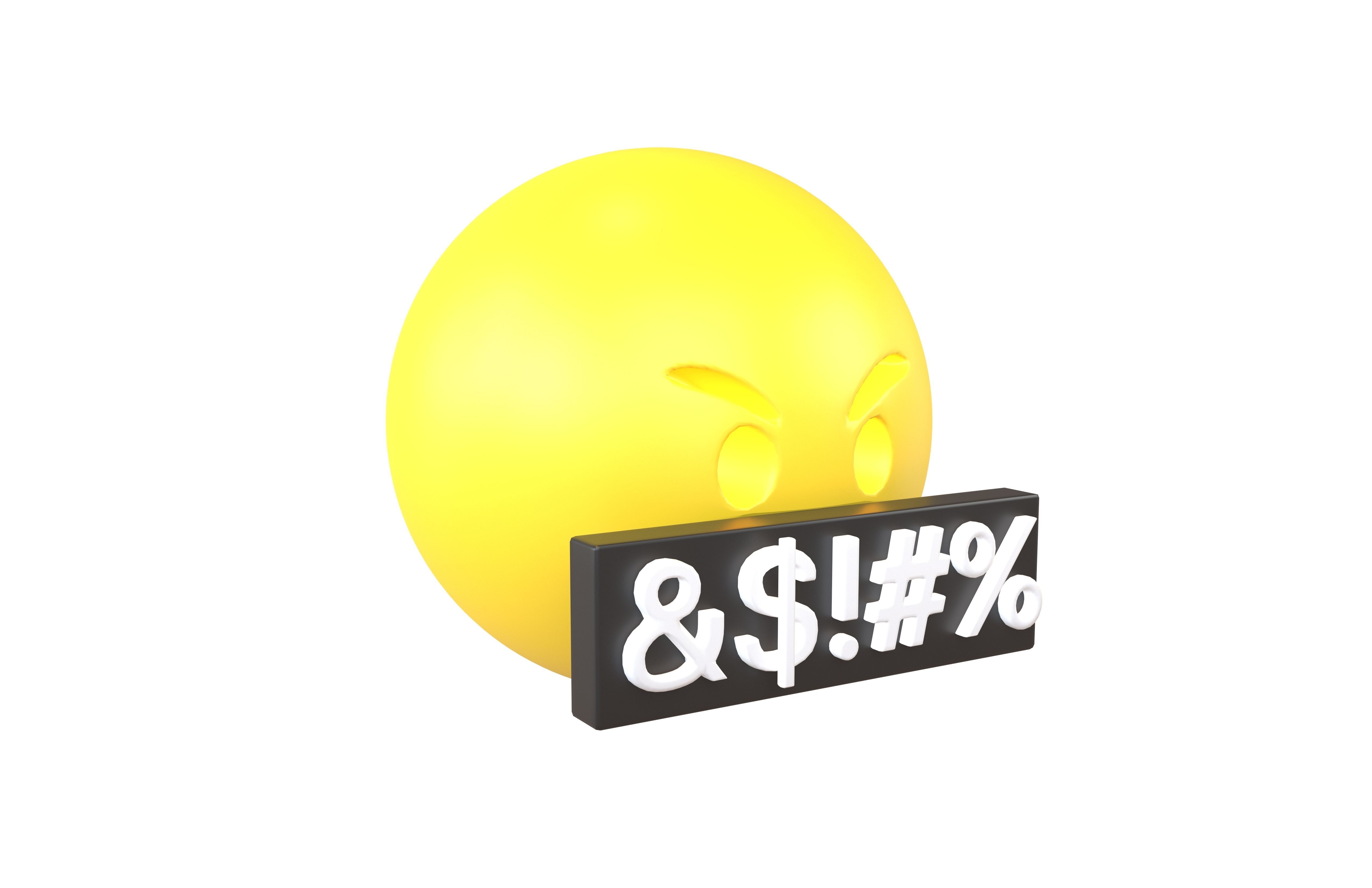 Angry Face with Symbols on Mouth v1 004 Low-poly 3D model_1