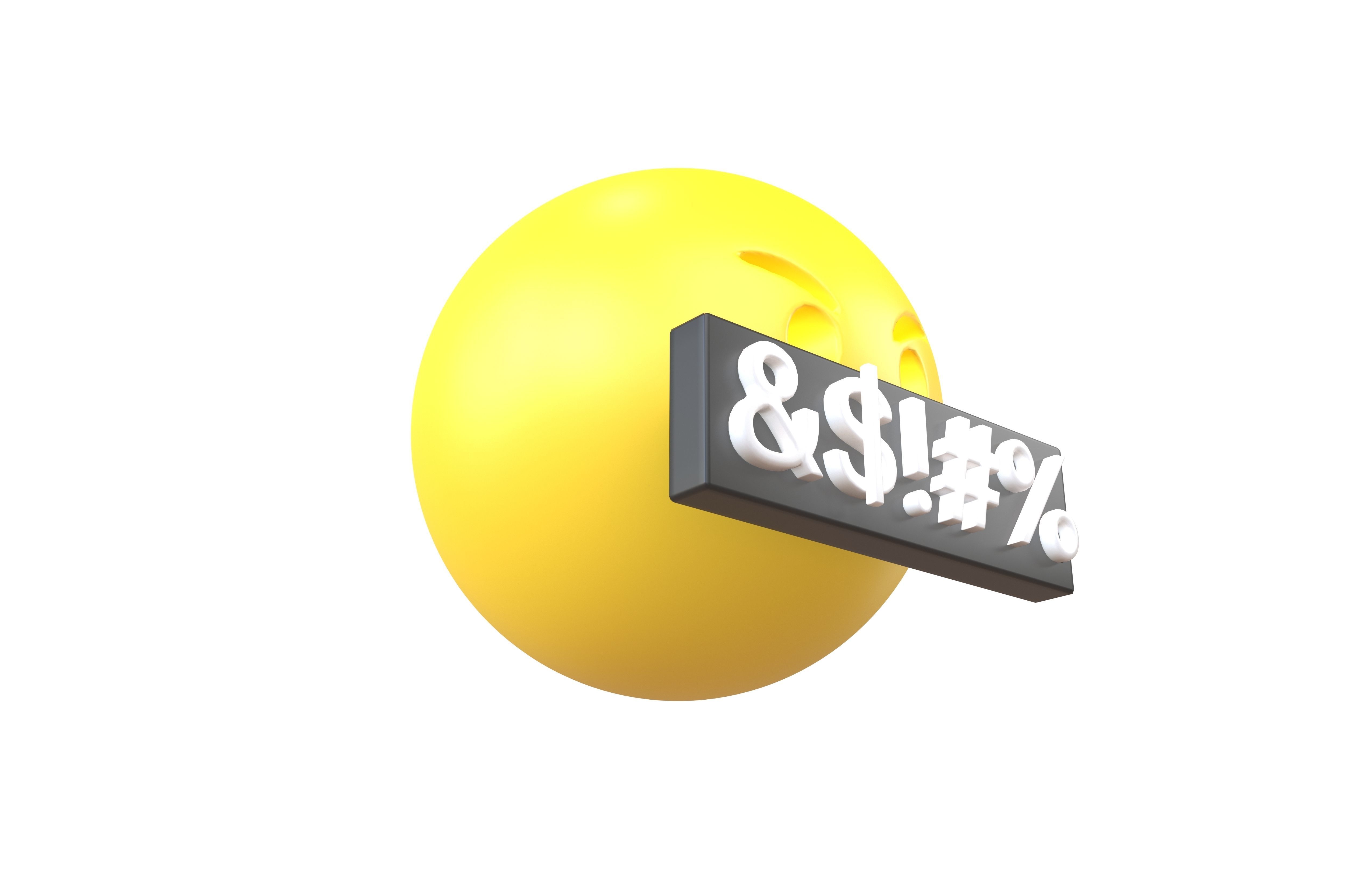 Angry Face with Symbols on Mouth v1 004 Low-poly 3D model_3