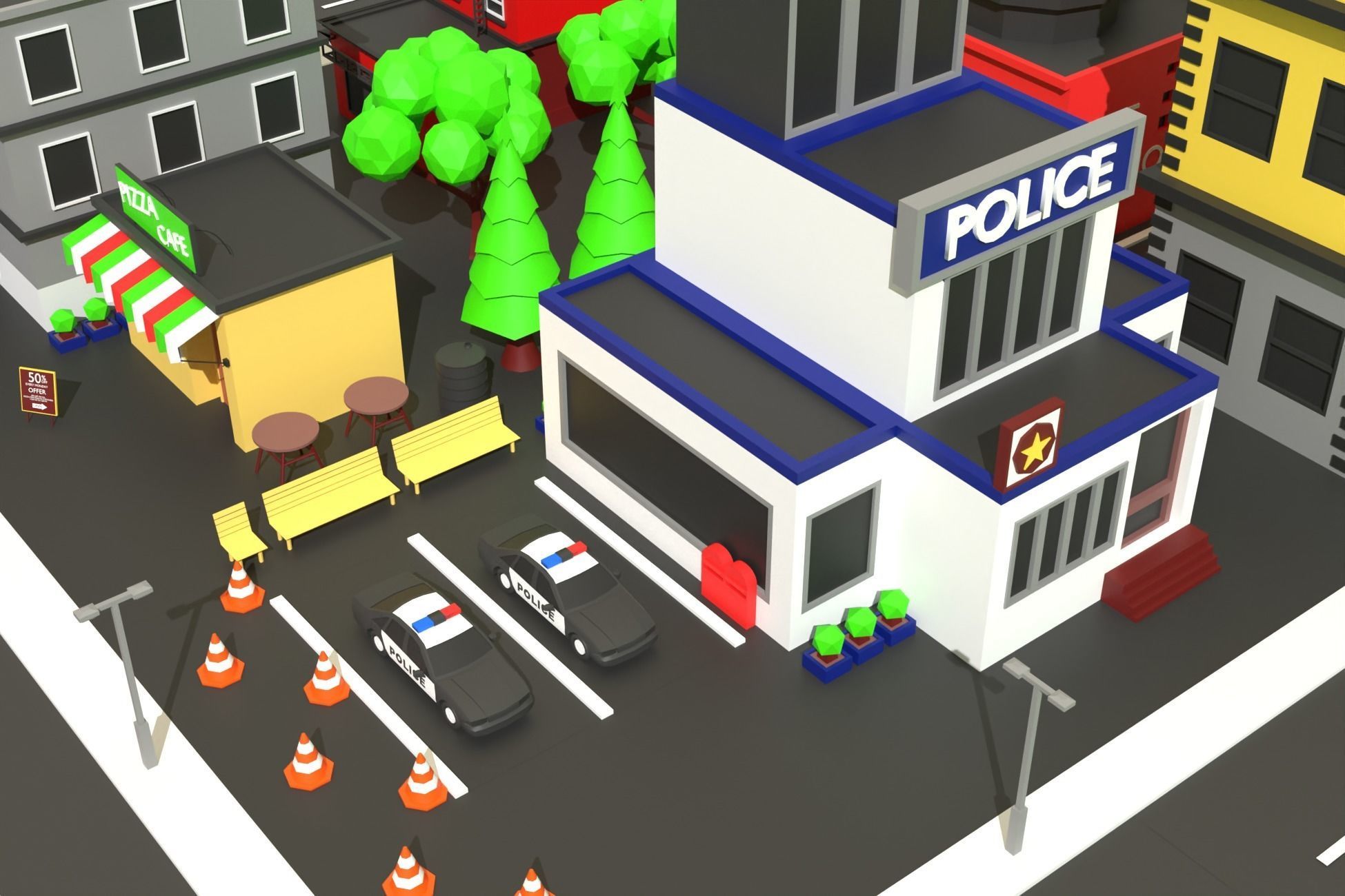 Low Poly City Pack Collection Low-poly 3D model_7