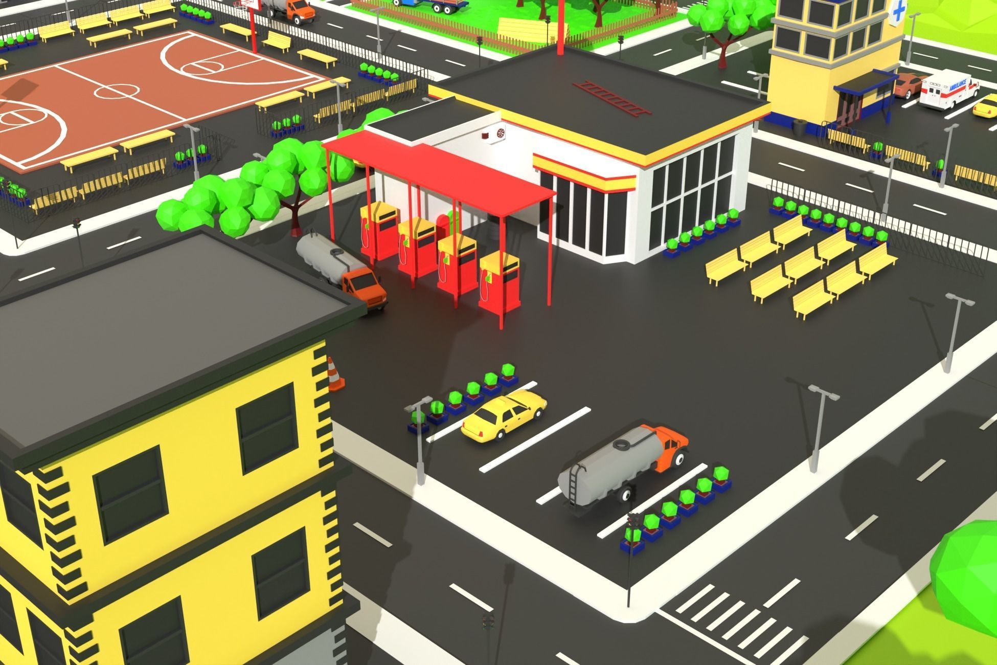 Low Poly City Pack Collection Low-poly 3D model_8