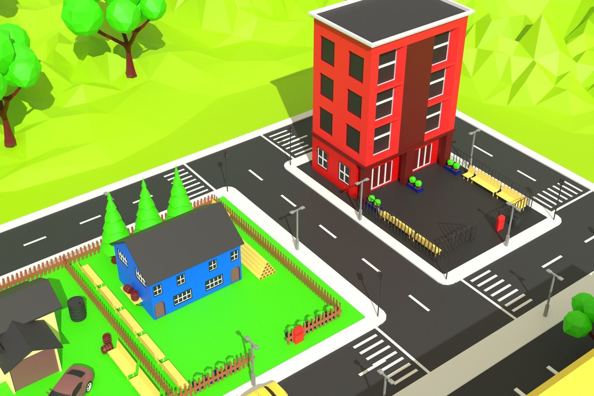 Low Poly City Pack Collection Low-poly 3D model_6