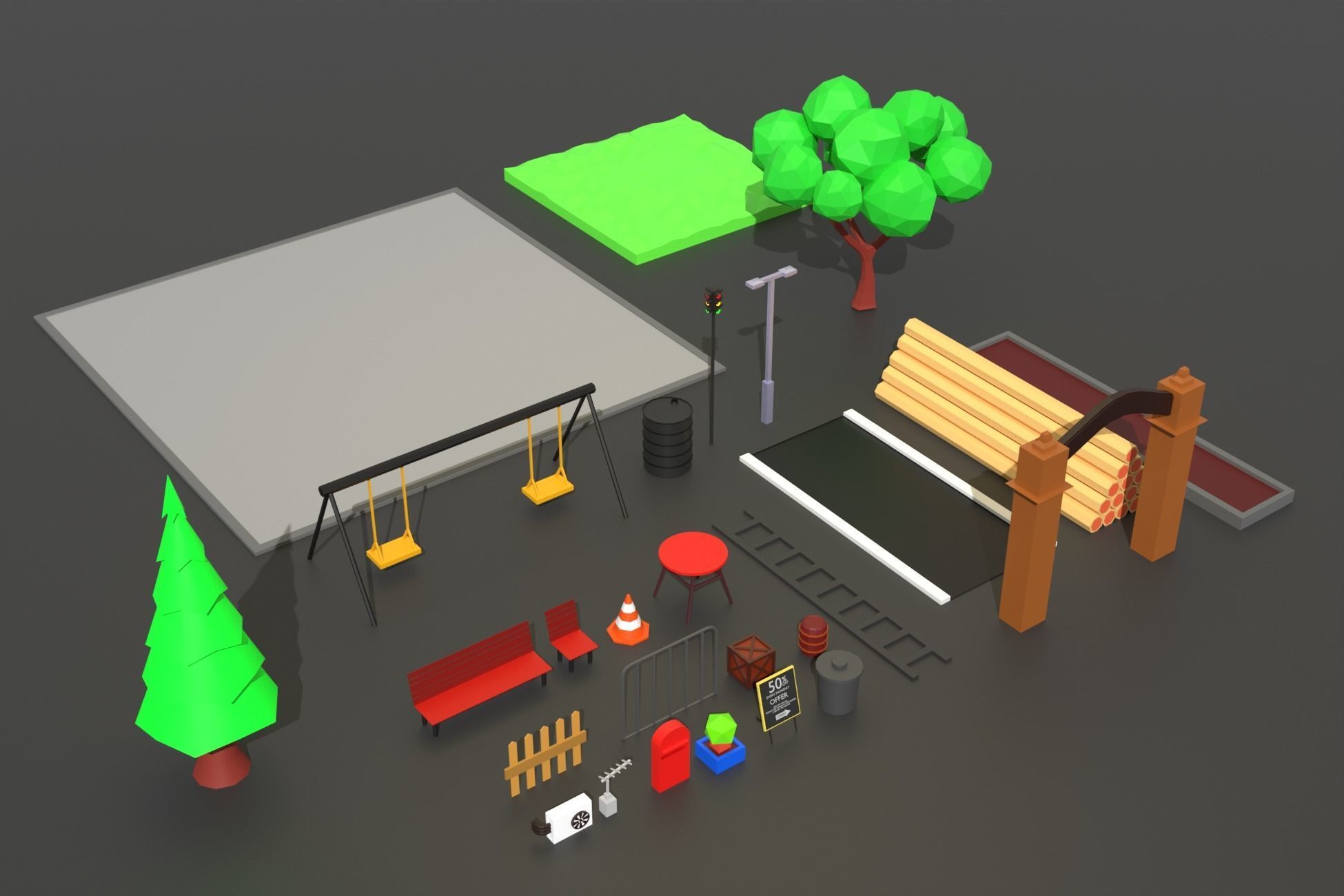 Low Poly City Pack Collection Low-poly 3D model_49