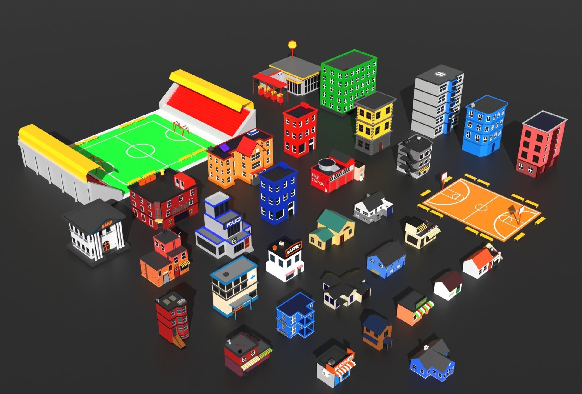 Low Poly City Pack Collection Low-poly 3D model_48