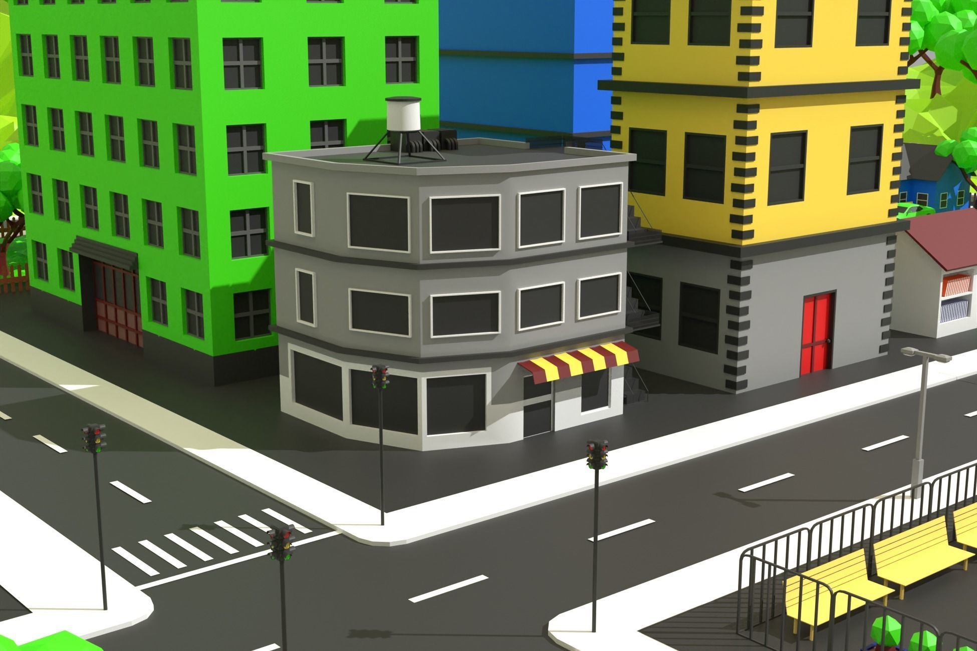 Low Poly City Pack Collection Low-poly 3D model_11