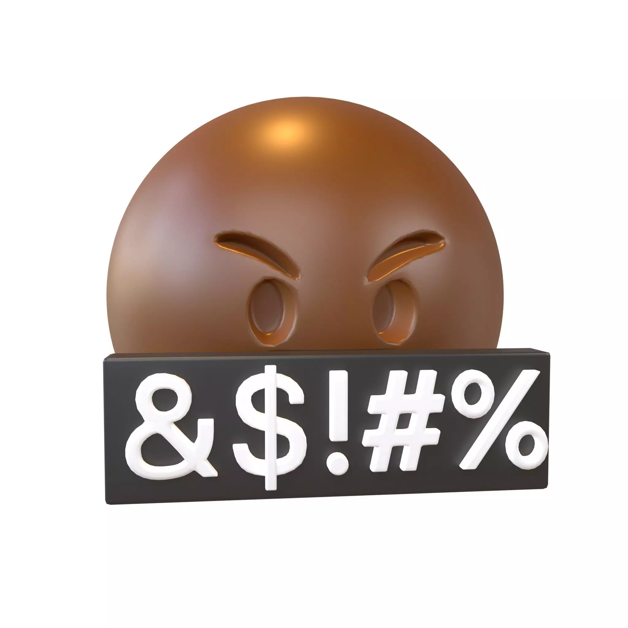 Angry Face with Symbols on Mouth v1 007 Low-poly 3D model_0