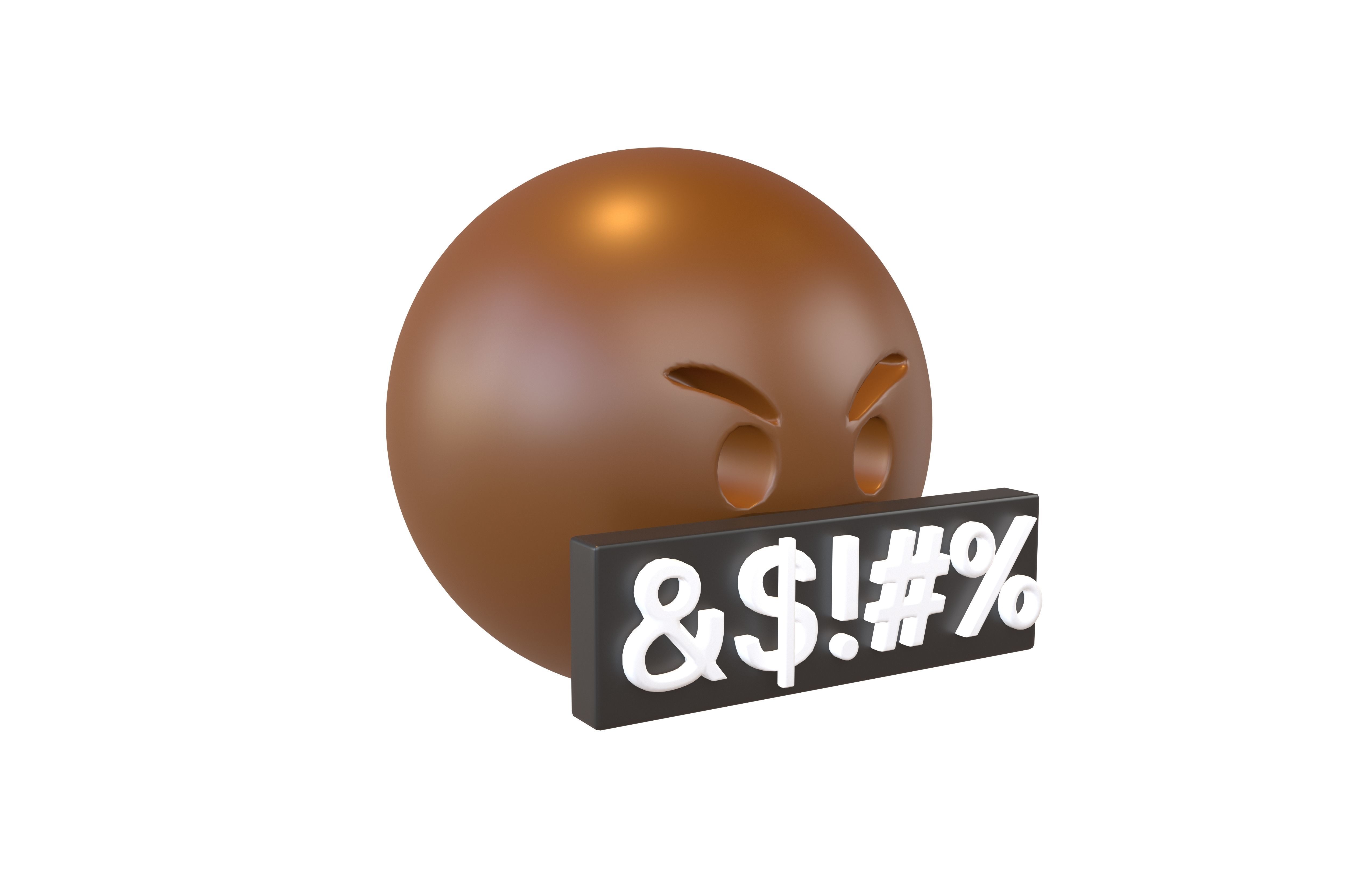 Angry Face with Symbols on Mouth v1 007 Low-poly 3D model_3