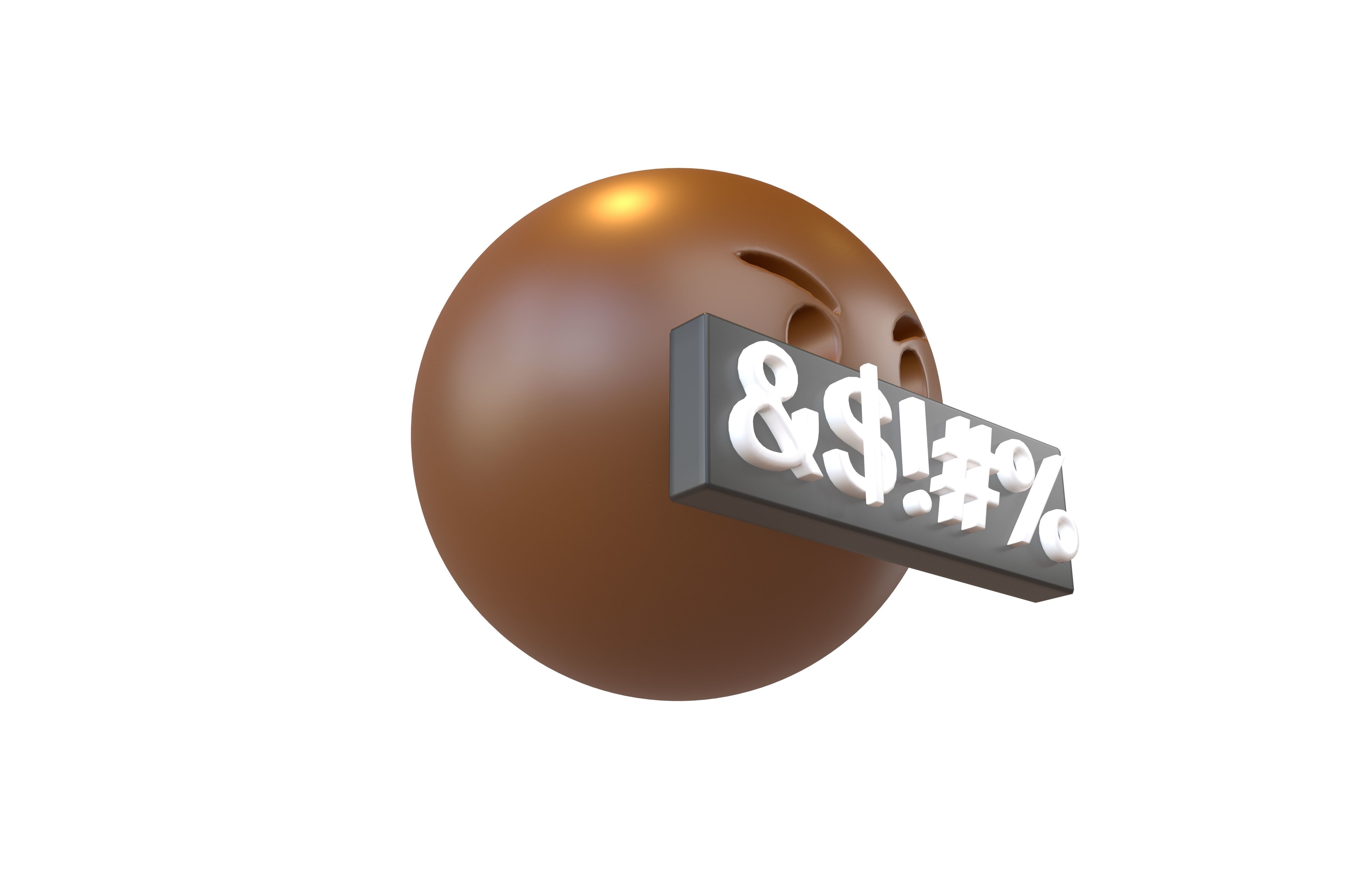 Angry Face with Symbols on Mouth v1 007 Low-poly 3D model_2