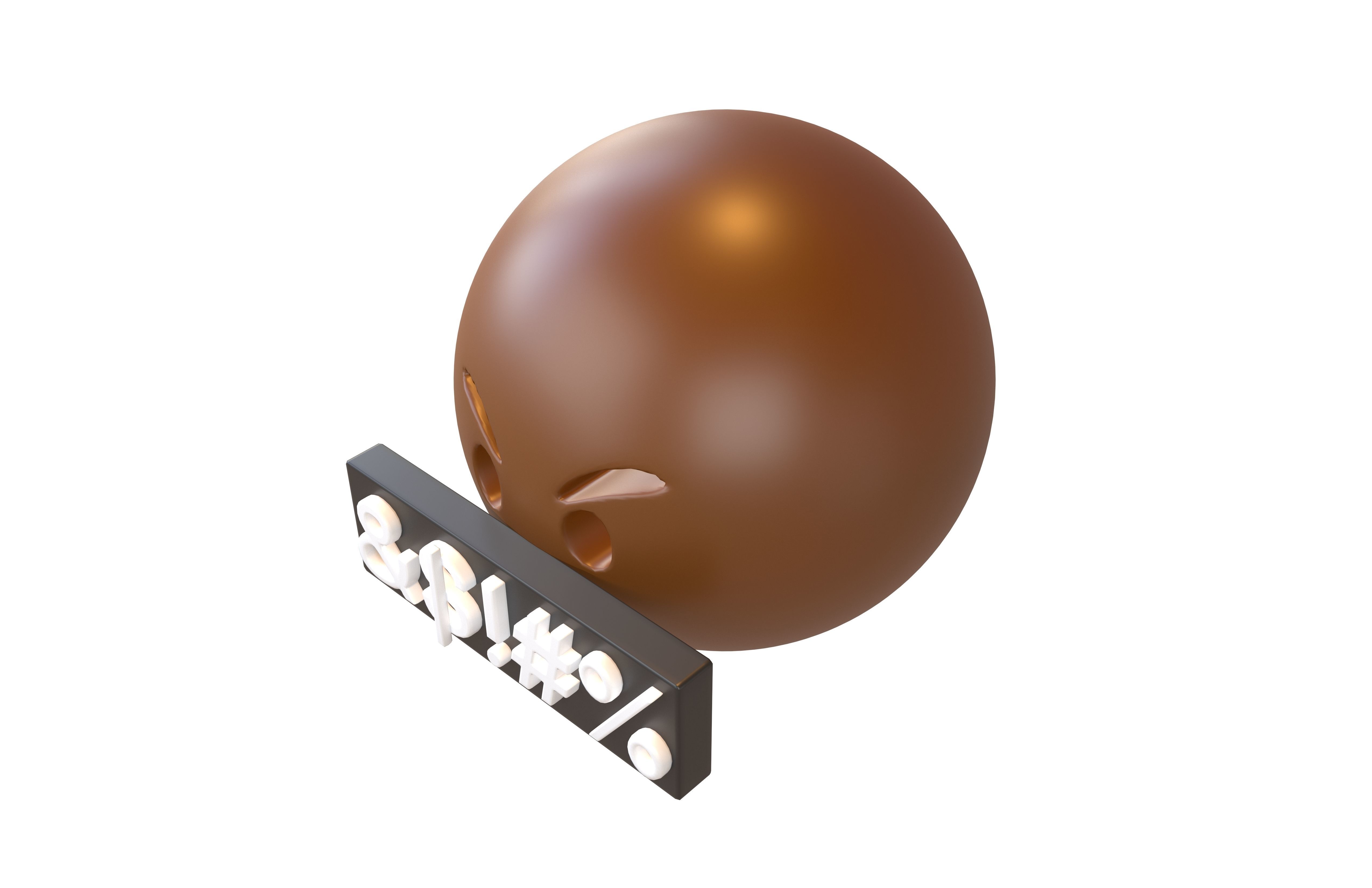 Angry Face with Symbols on Mouth v1 007 Low-poly 3D model_1