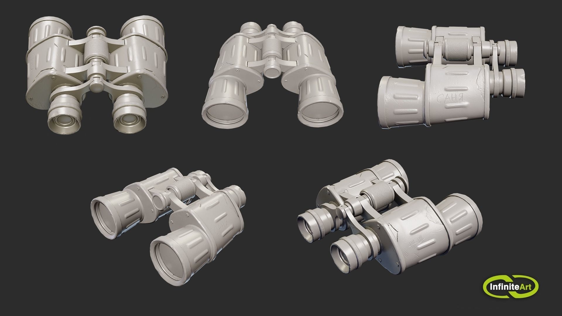 Binoculars Low-poly 3D model_12