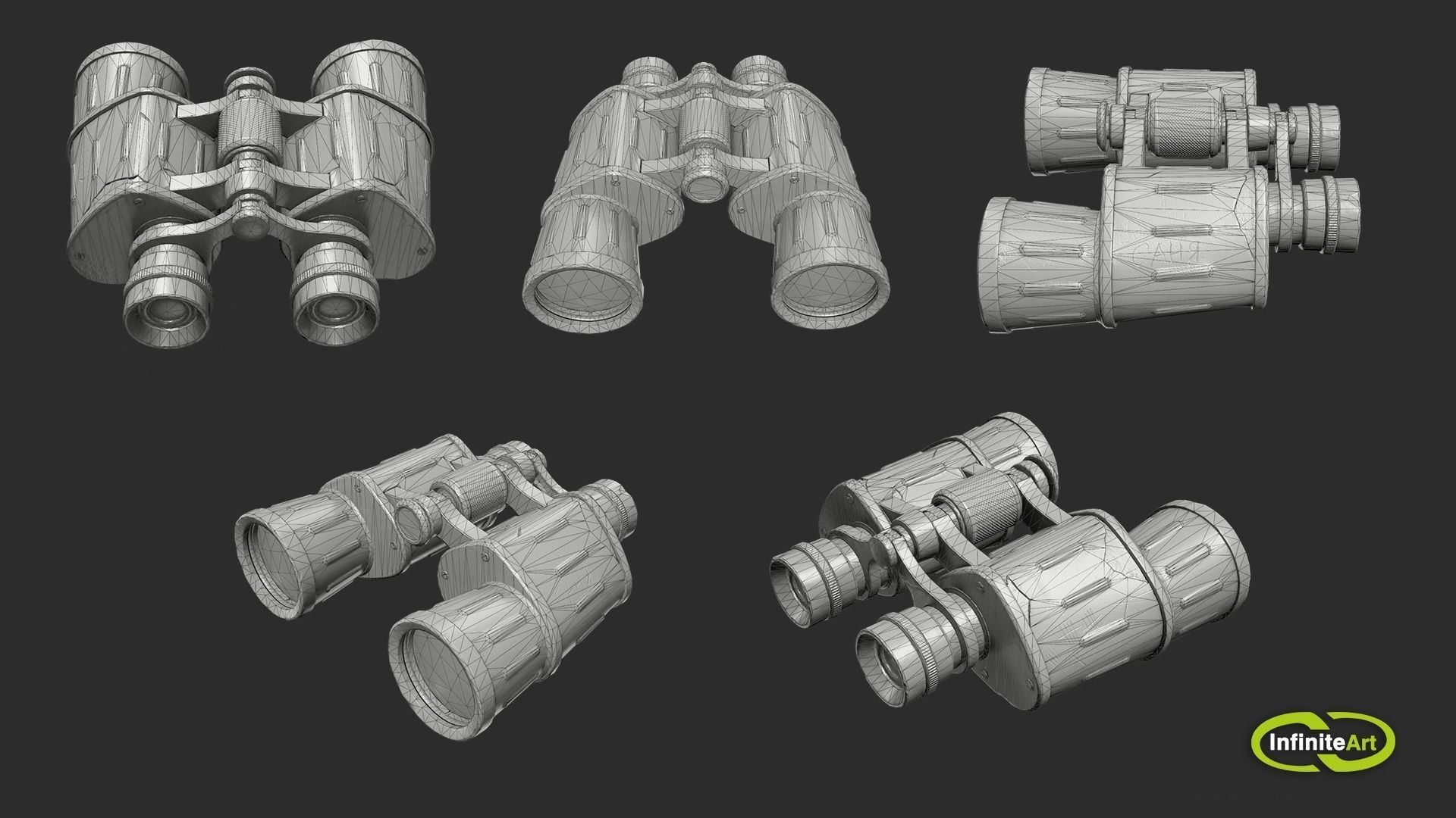 Binoculars Low-poly 3D model_13