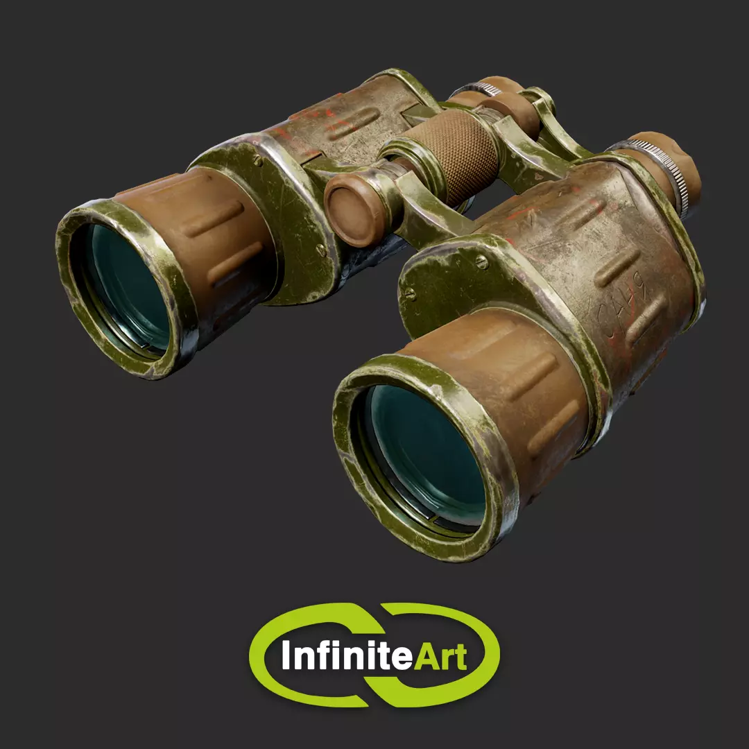 Binoculars Low-poly 3D model_0