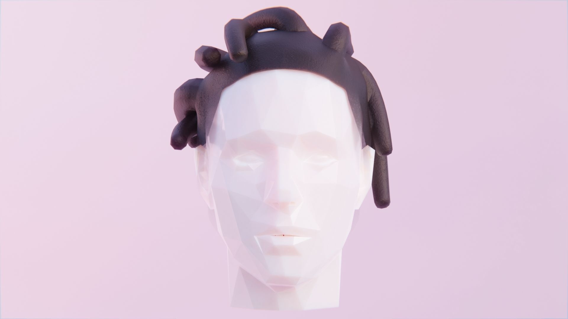 Short Dreads 6 Low-poly 3D model_1