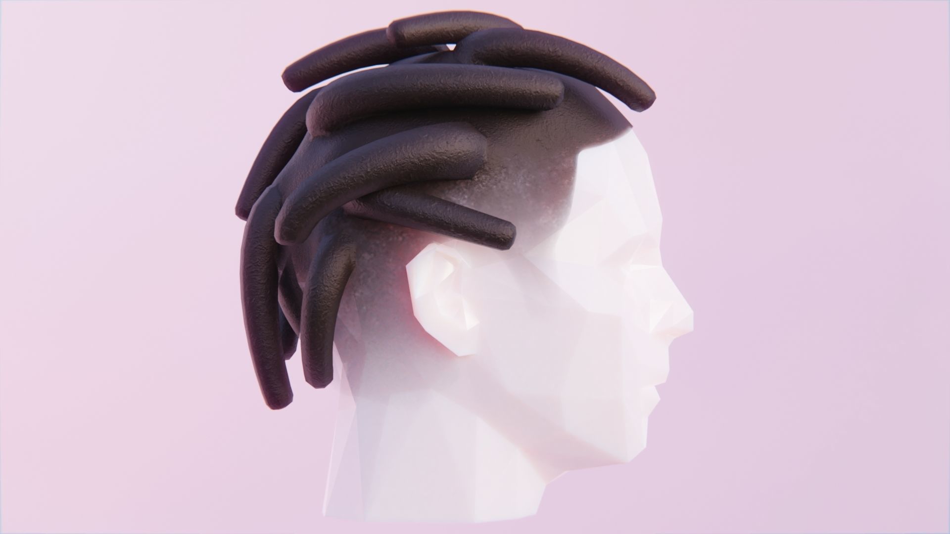 Short Dreads 6 Low-poly 3D model_2