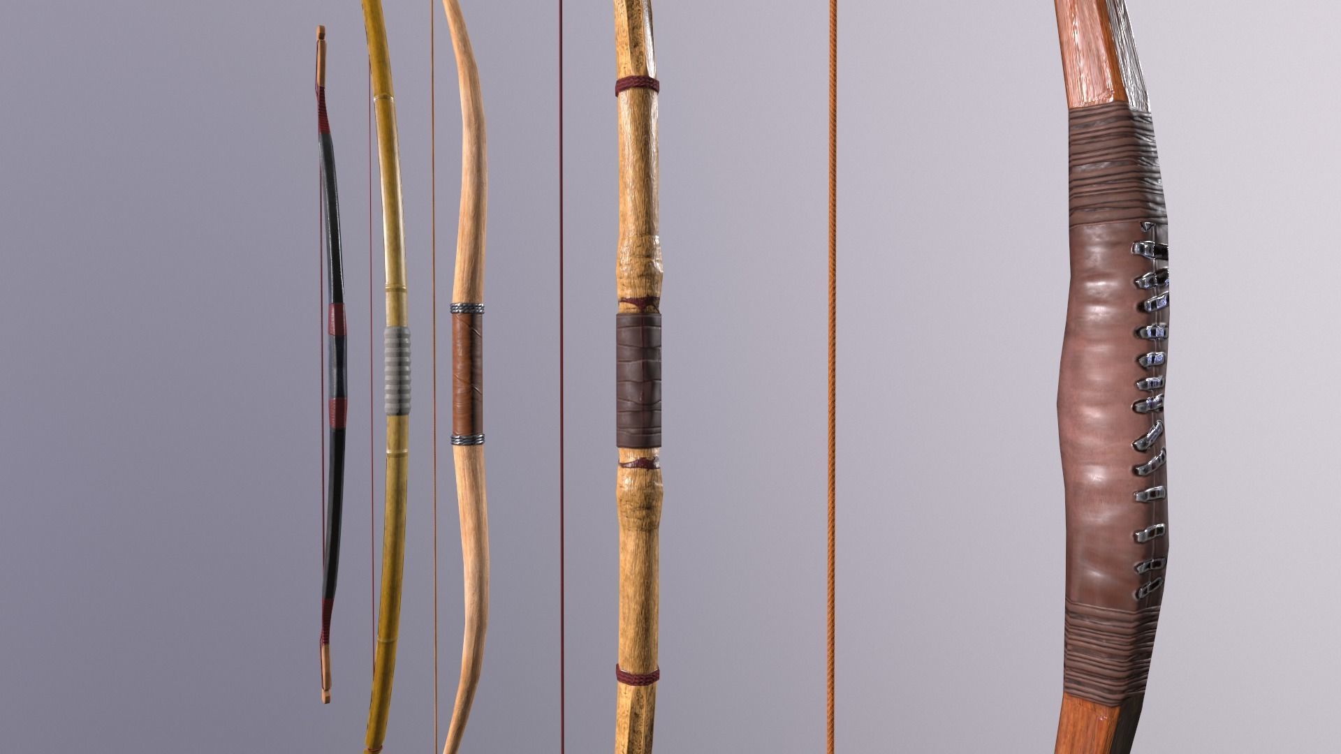 Arrows group of bows and Low-poly 3D model_3