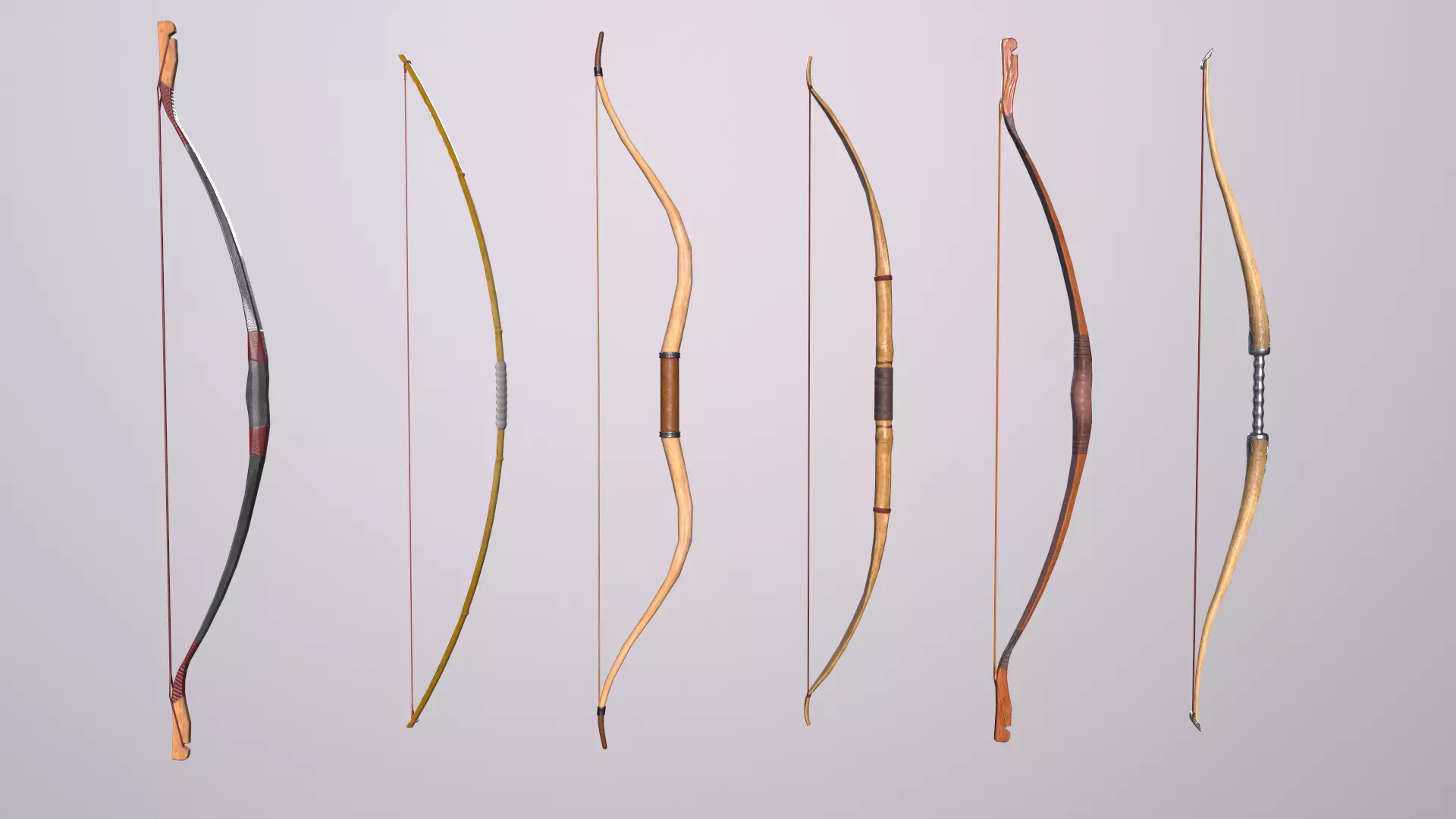 Arrows group of bows and Low-poly 3D model_0