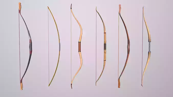 Arrows group of bows and Low-poly 3D model