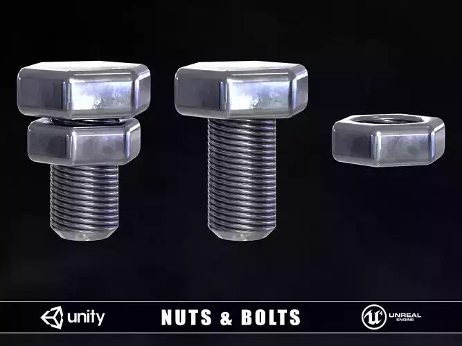 Nuts And Bolts Low-poly 3D model