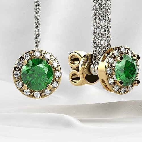 5mm Emeralds Stud Gold Earrings 3D print model