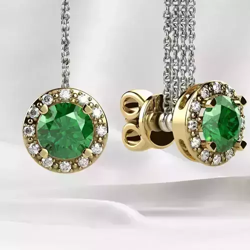 5mm Emeralds Stud Gold Earrings 3D print model