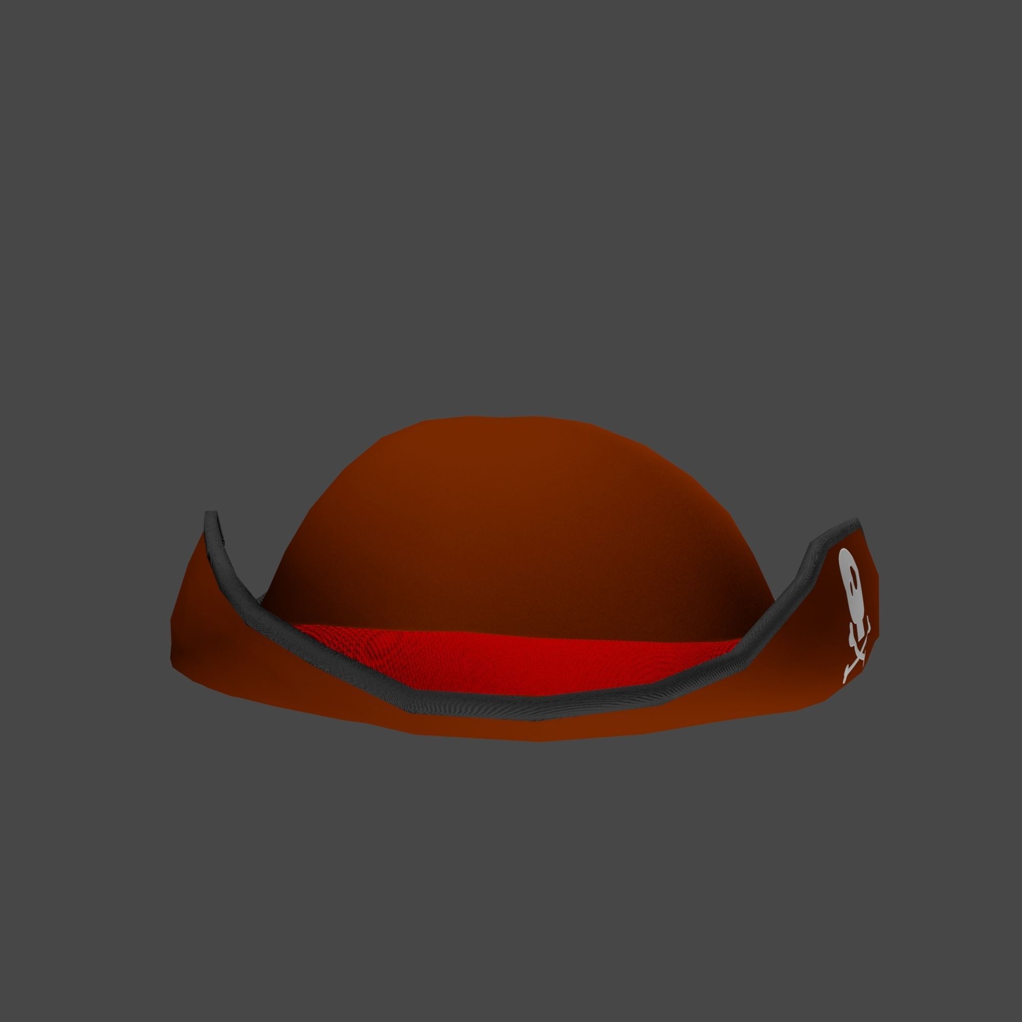 Pirate Hat with Pirate Sign as Skull and Bones Low-poly 3D model_15