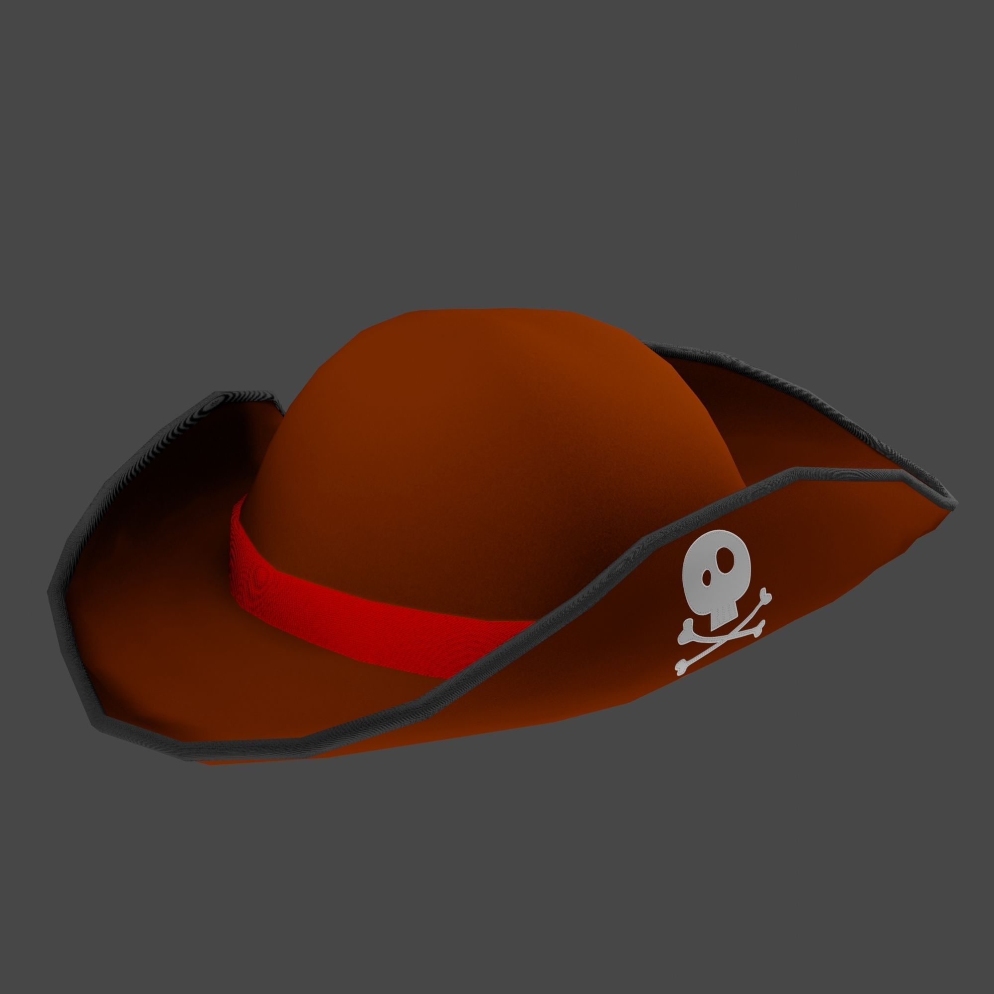 Pirate Hat with Pirate Sign as Skull and Bones Low-poly 3D model_1