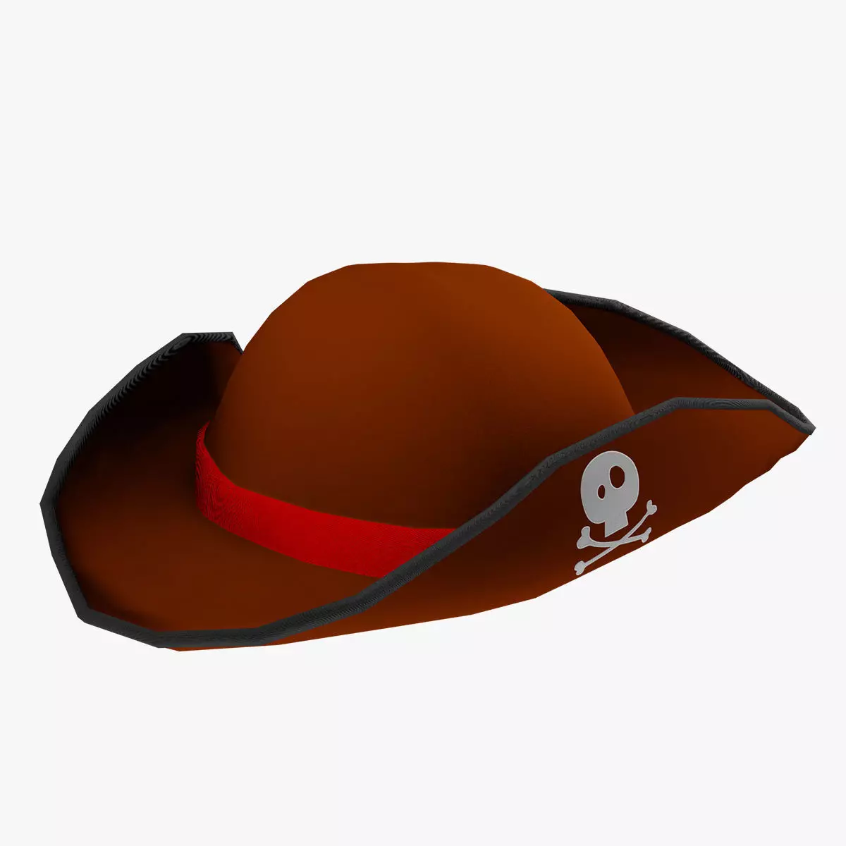 Pirate Hat with Pirate Sign as Skull and Bones Low-poly 3D model_0
