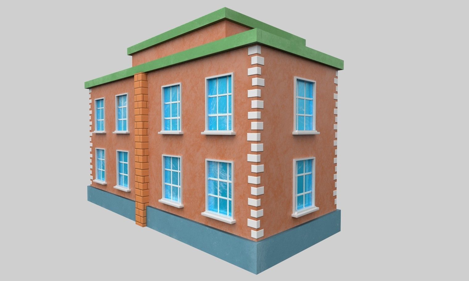 3D Bank Building Low-poly 3D model_6