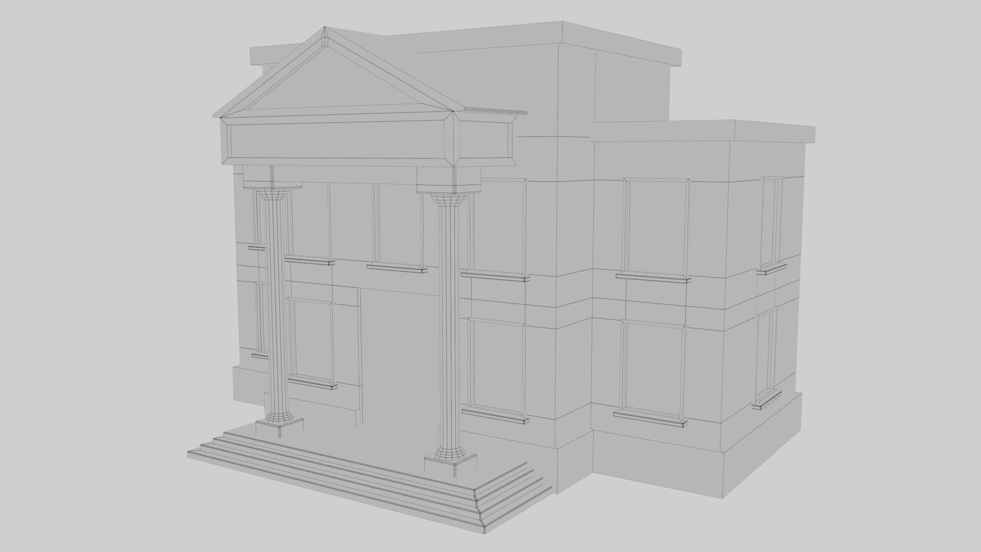 3D Bank Building Low-poly 3D model_11