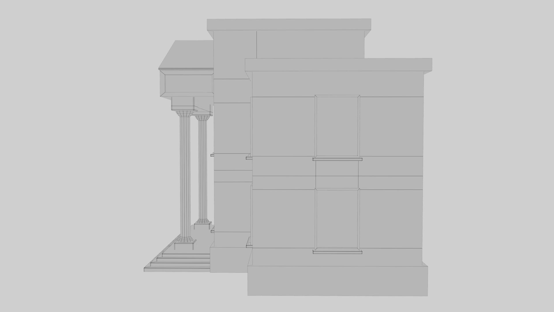 3D Bank Building Low-poly 3D model_13