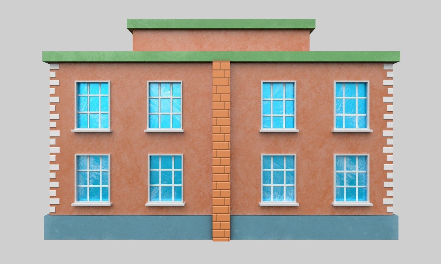 3D Bank Building Low-poly 3D model_5