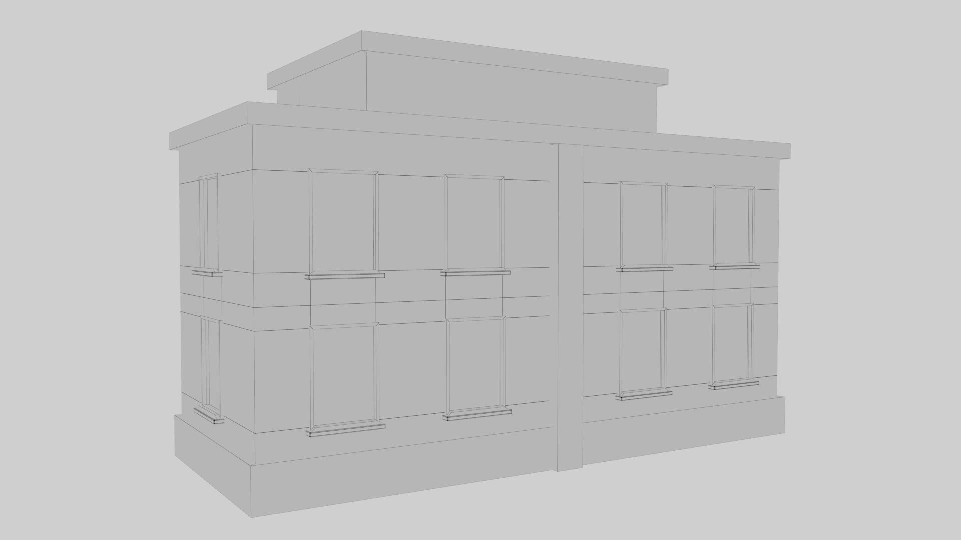 3D Bank Building Low-poly 3D model_14