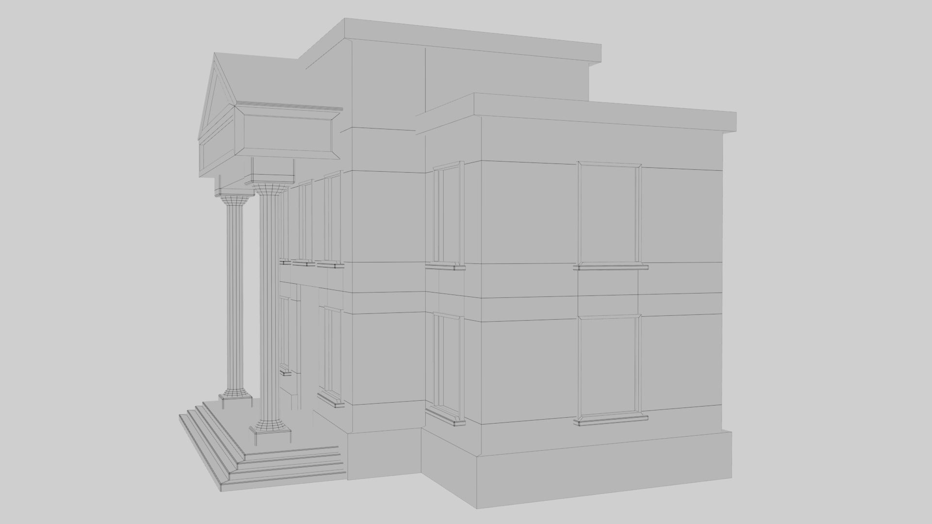 3D Bank Building Low-poly 3D model_12