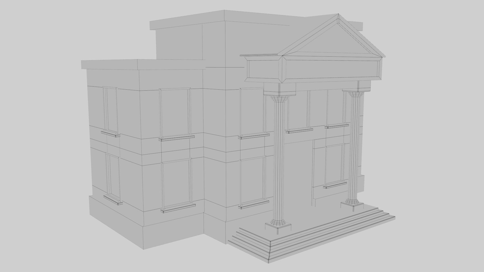 3D Bank Building Low-poly 3D model_18
