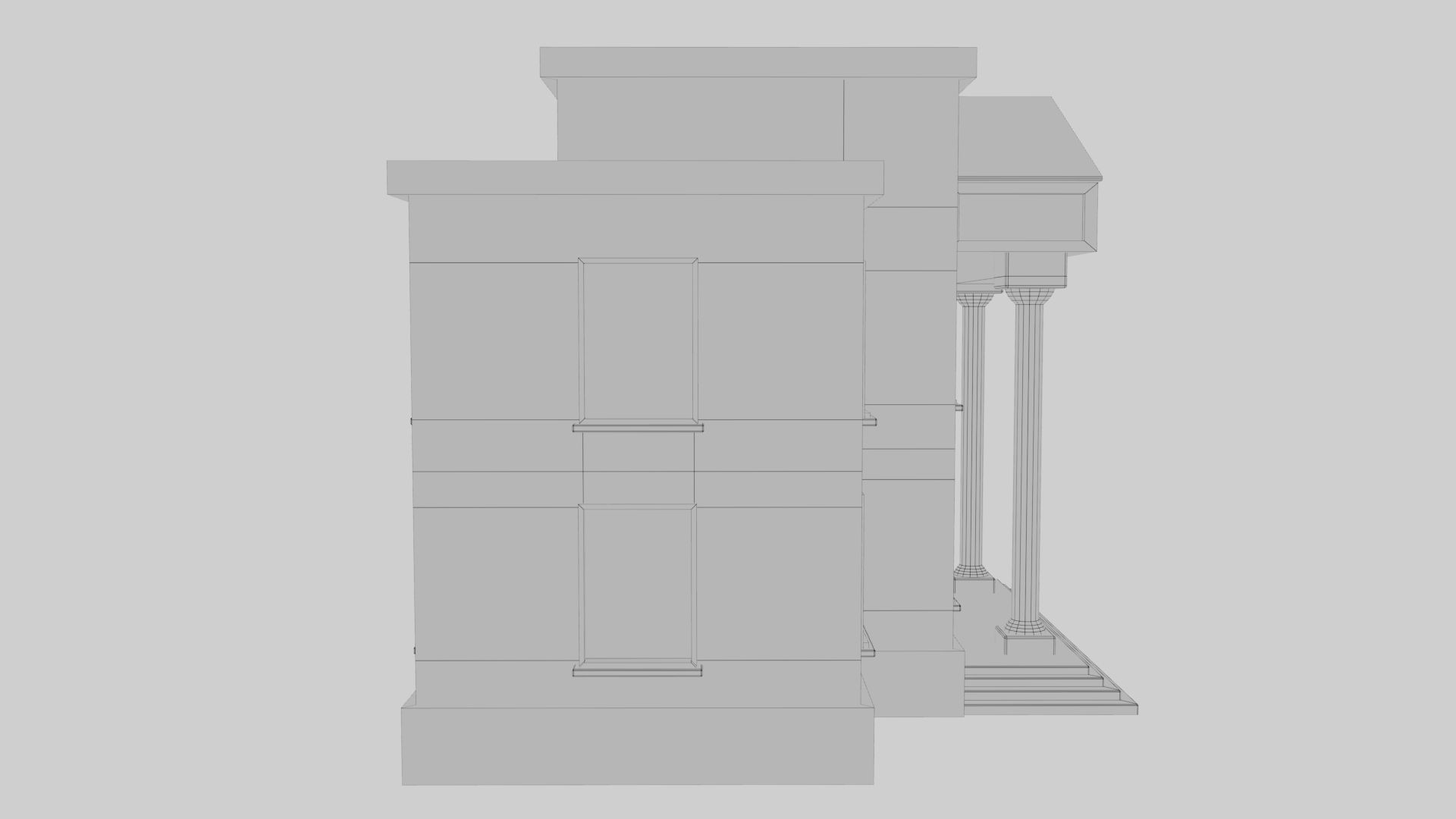3D Bank Building Low-poly 3D model_17