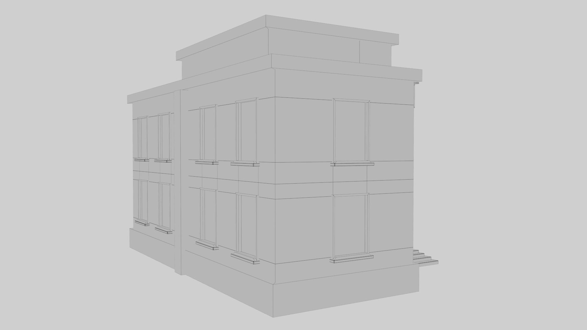3D Bank Building Low-poly 3D model_16