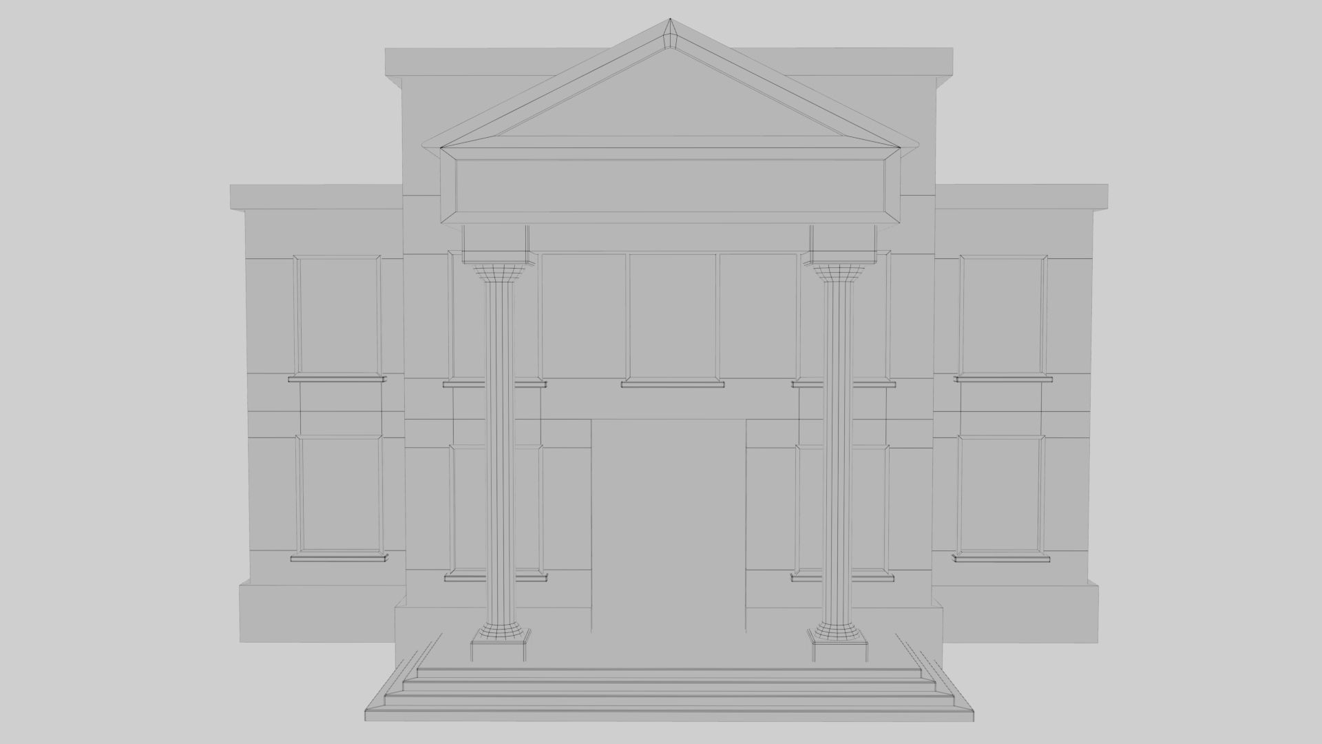 3D Bank Building Low-poly 3D model_19