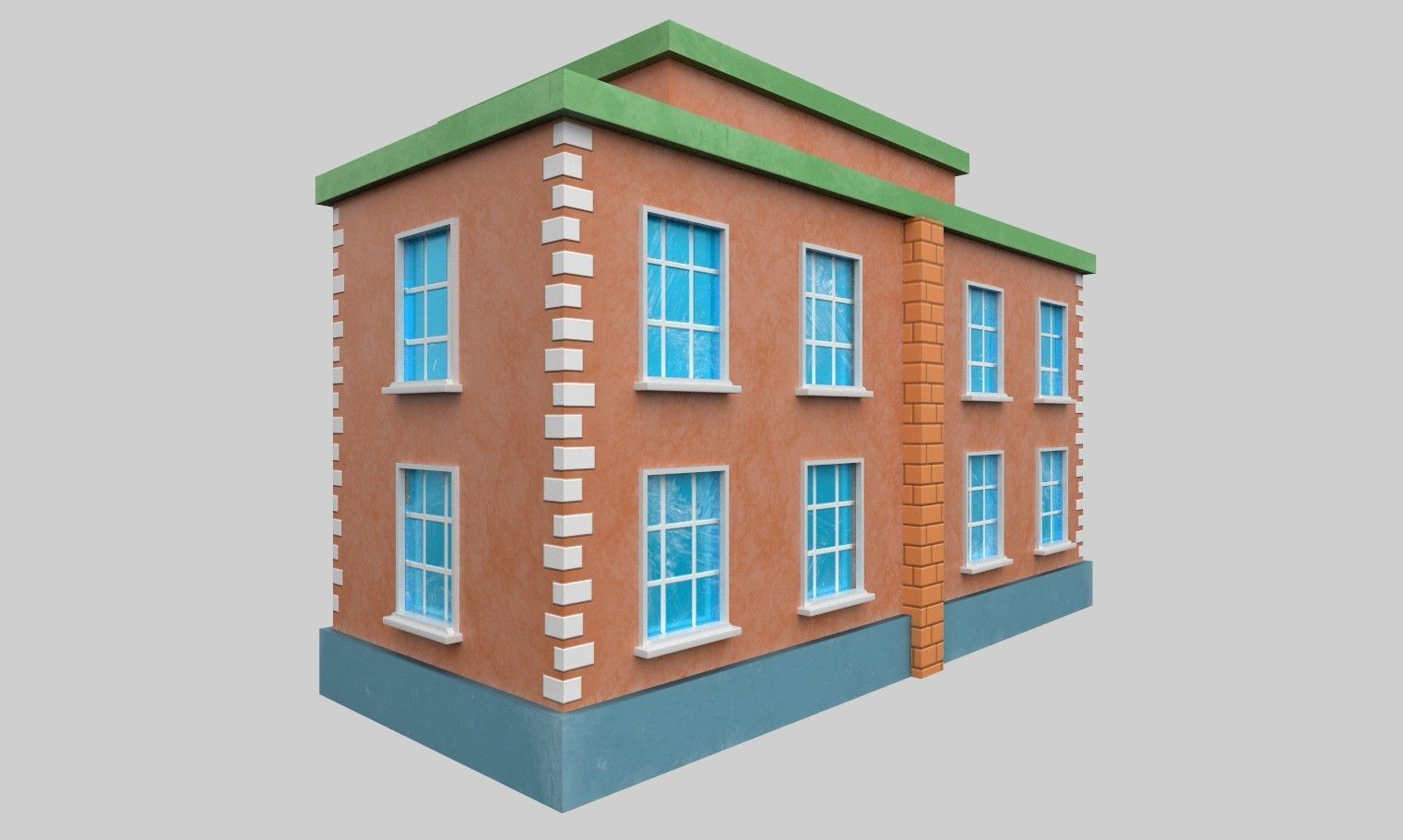 3D Bank Building Low-poly 3D model_4