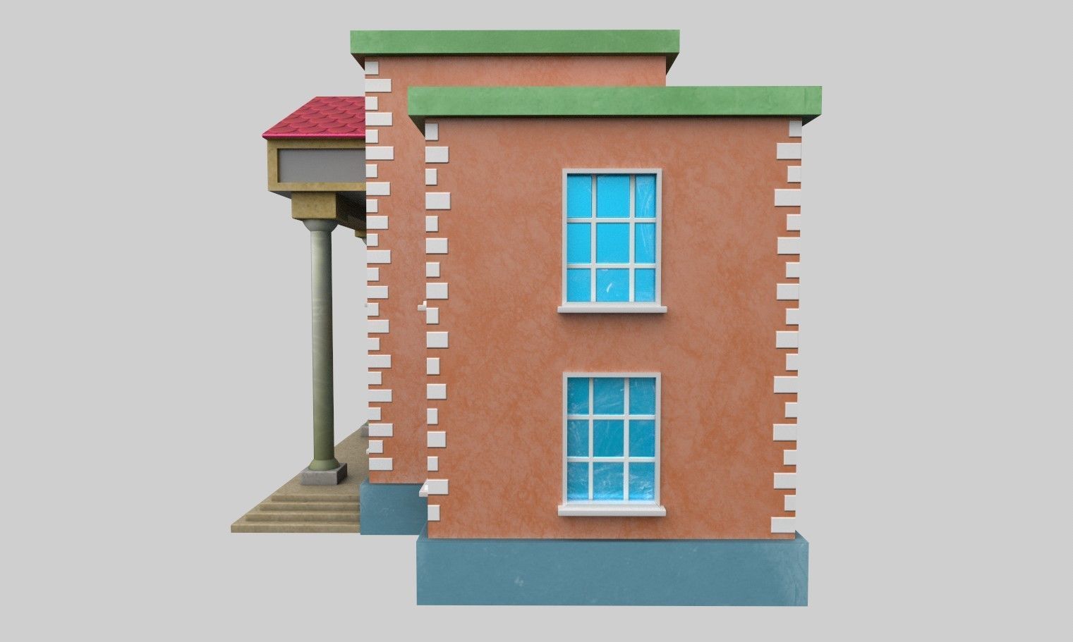 3D Bank Building Low-poly 3D model_3
