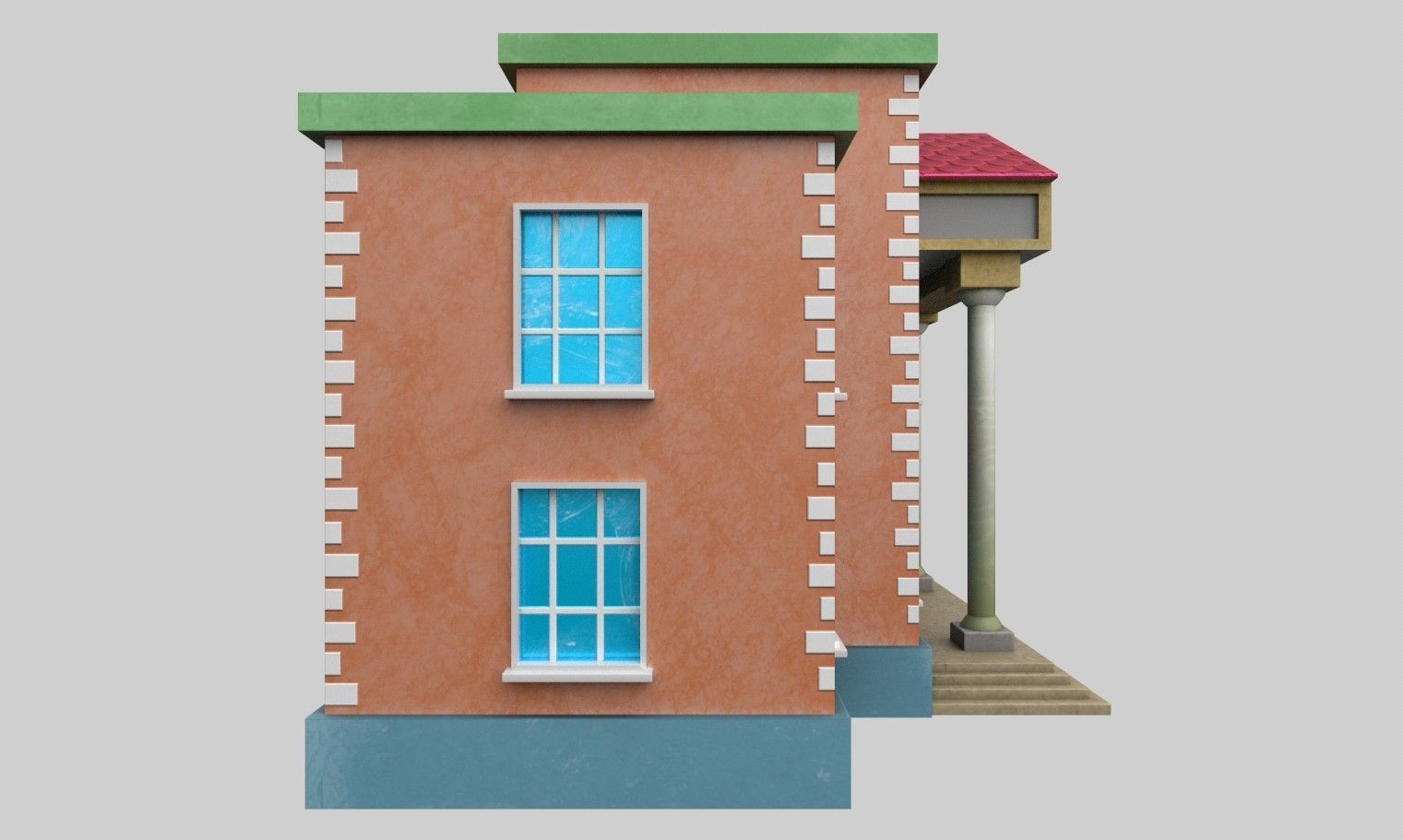 3D Bank Building Low-poly 3D model_7