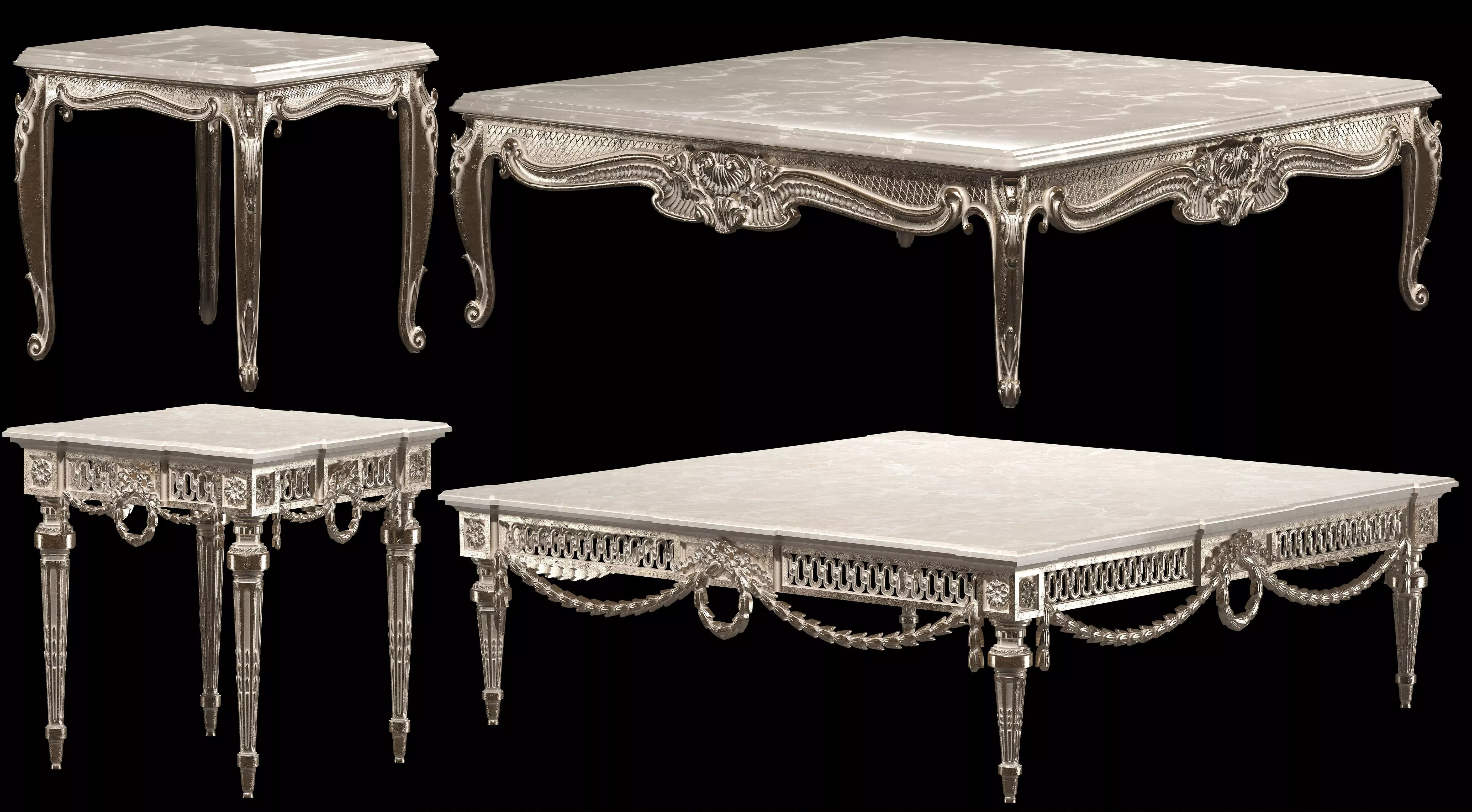 classical coffee tables set 3D model_0