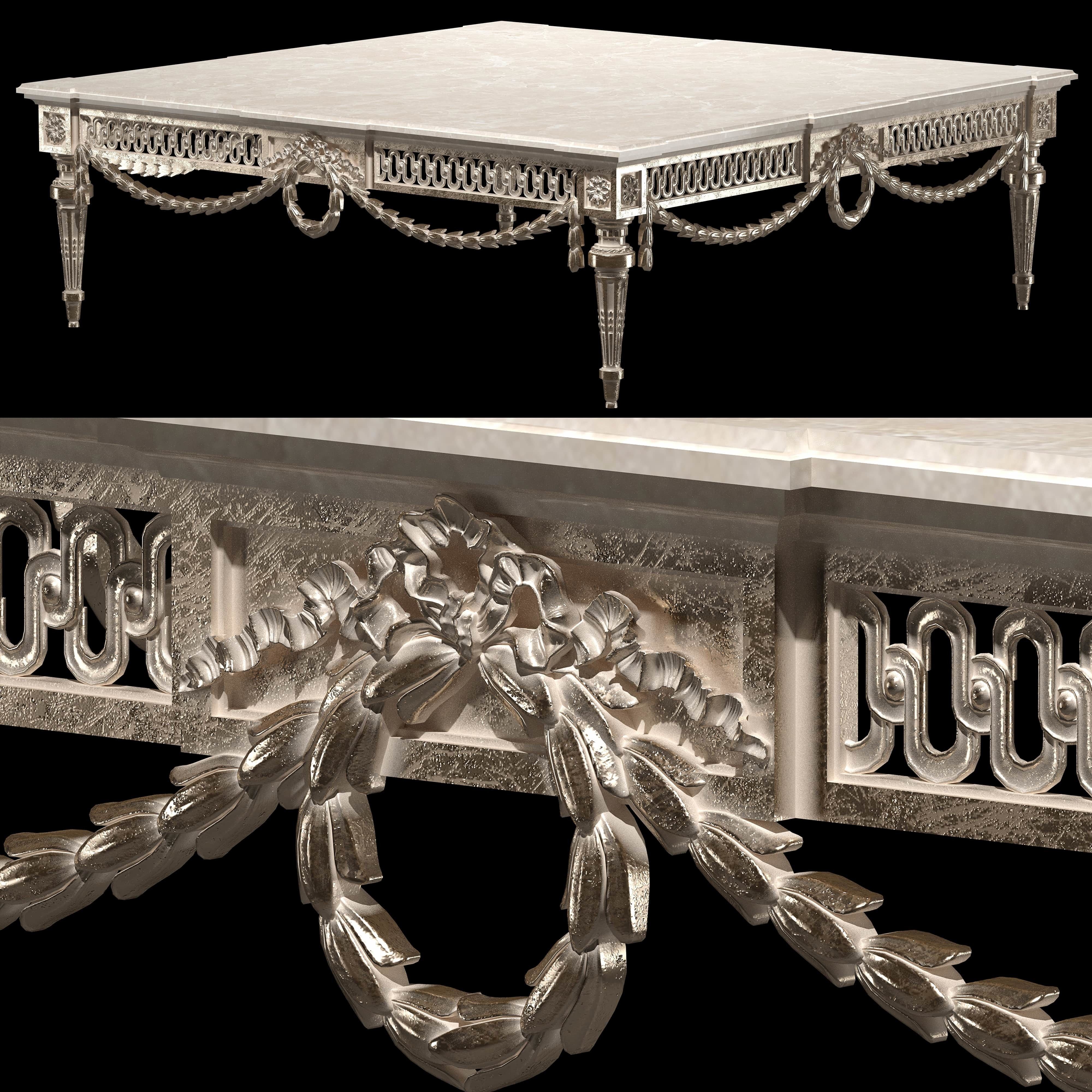 classical coffee tables set 3D model_2